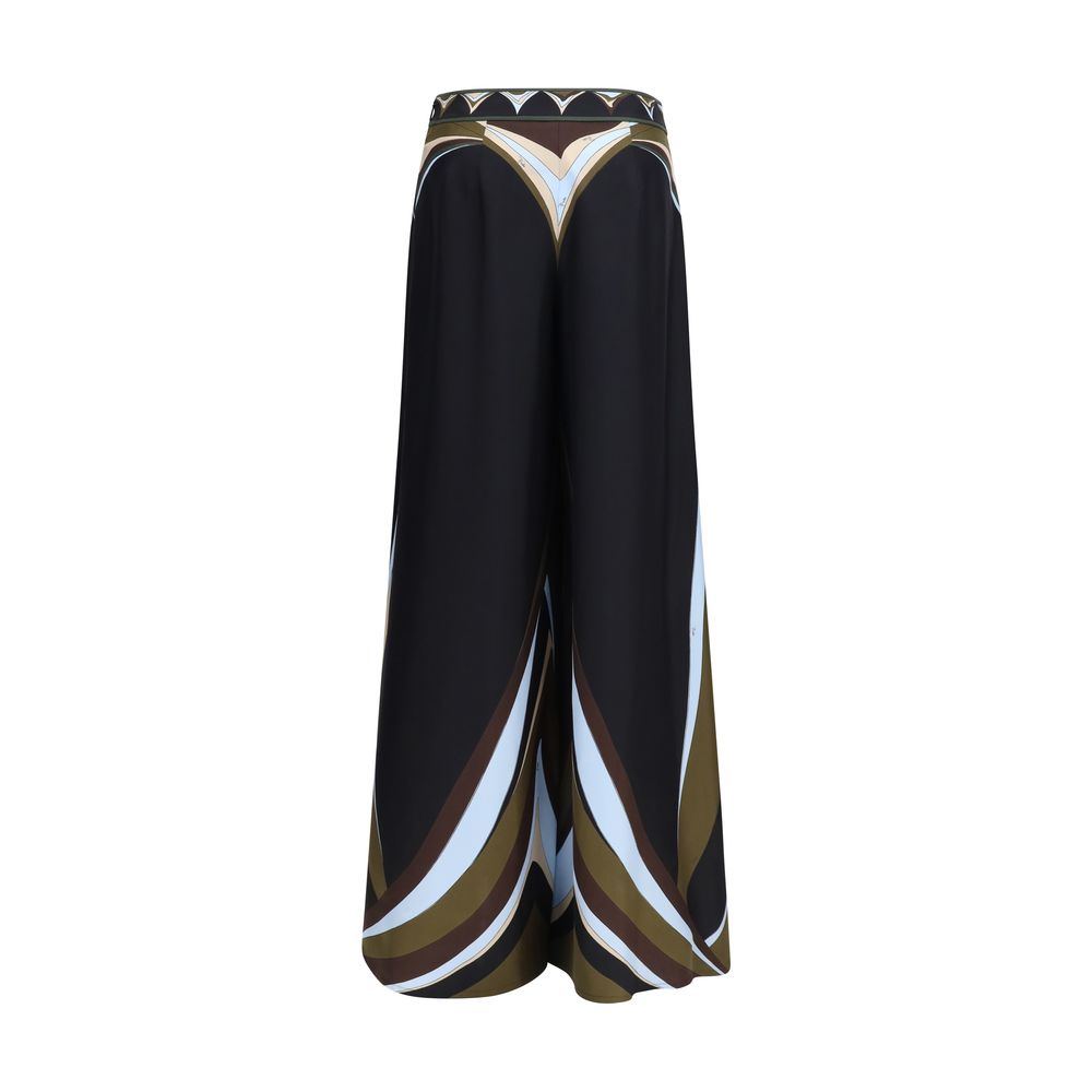 Emilio Pucci Black Silk Flared Pants | Regal Royce