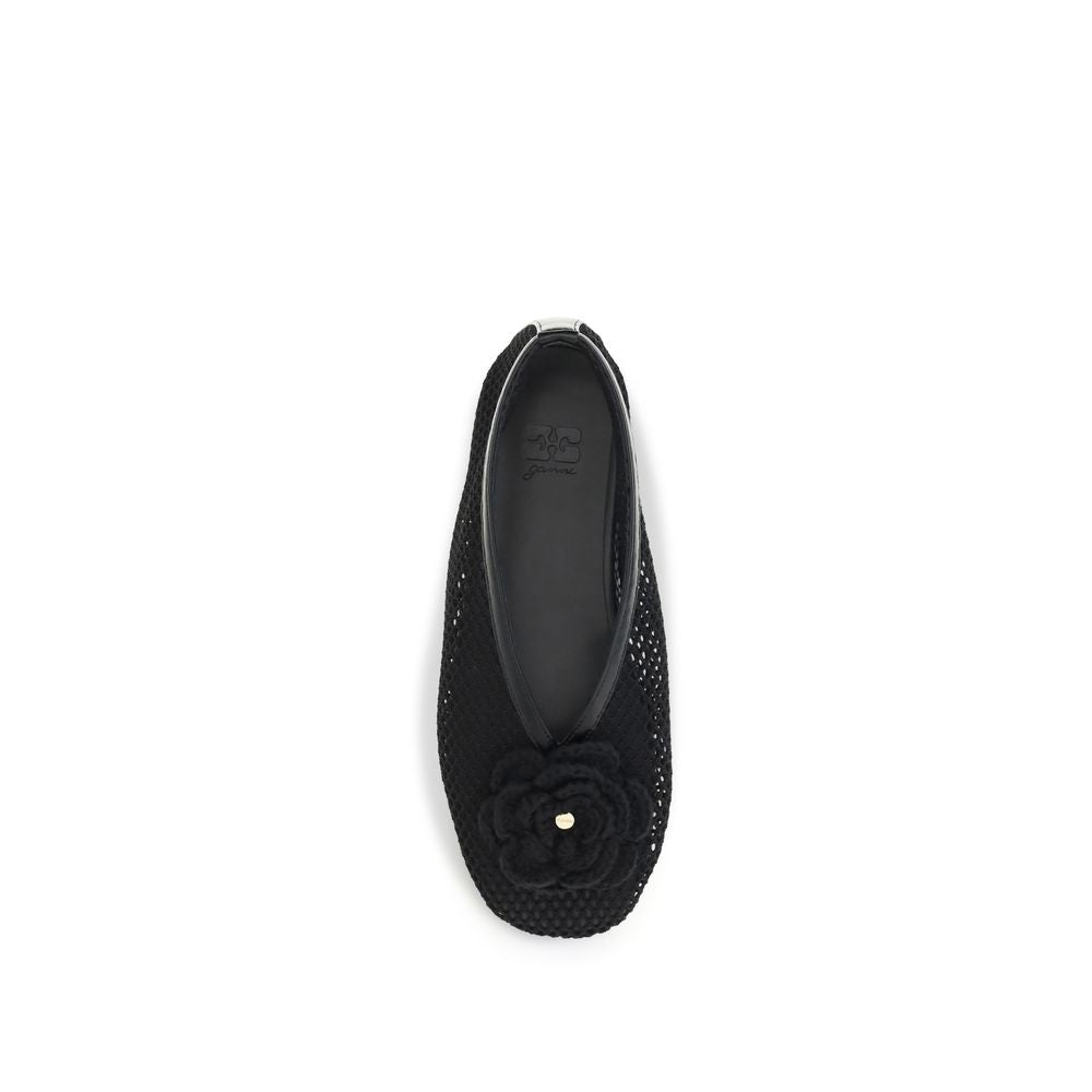 Ganni Black Polyethylene Ballet Flats | Regal Royce