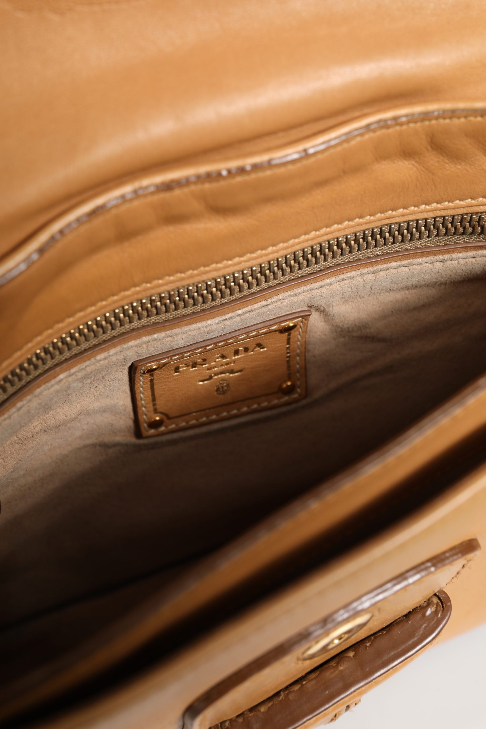 Prada Sidonie Beige Pebble Leather shoulder bag | Regal Royce