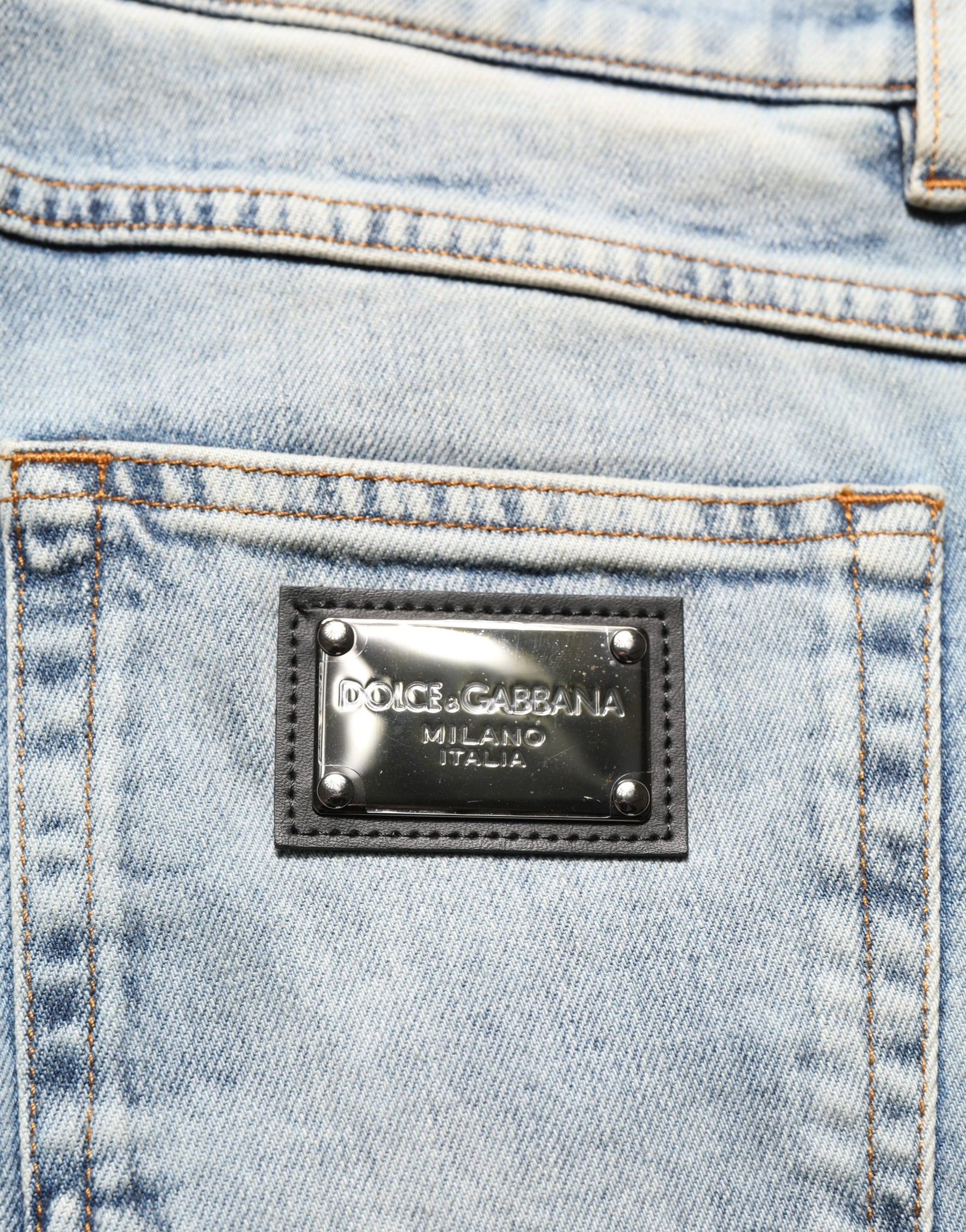 Dolce & Gabbana Blue Washed Mid Waist Straight Men Denim Jeans | Regal Royce