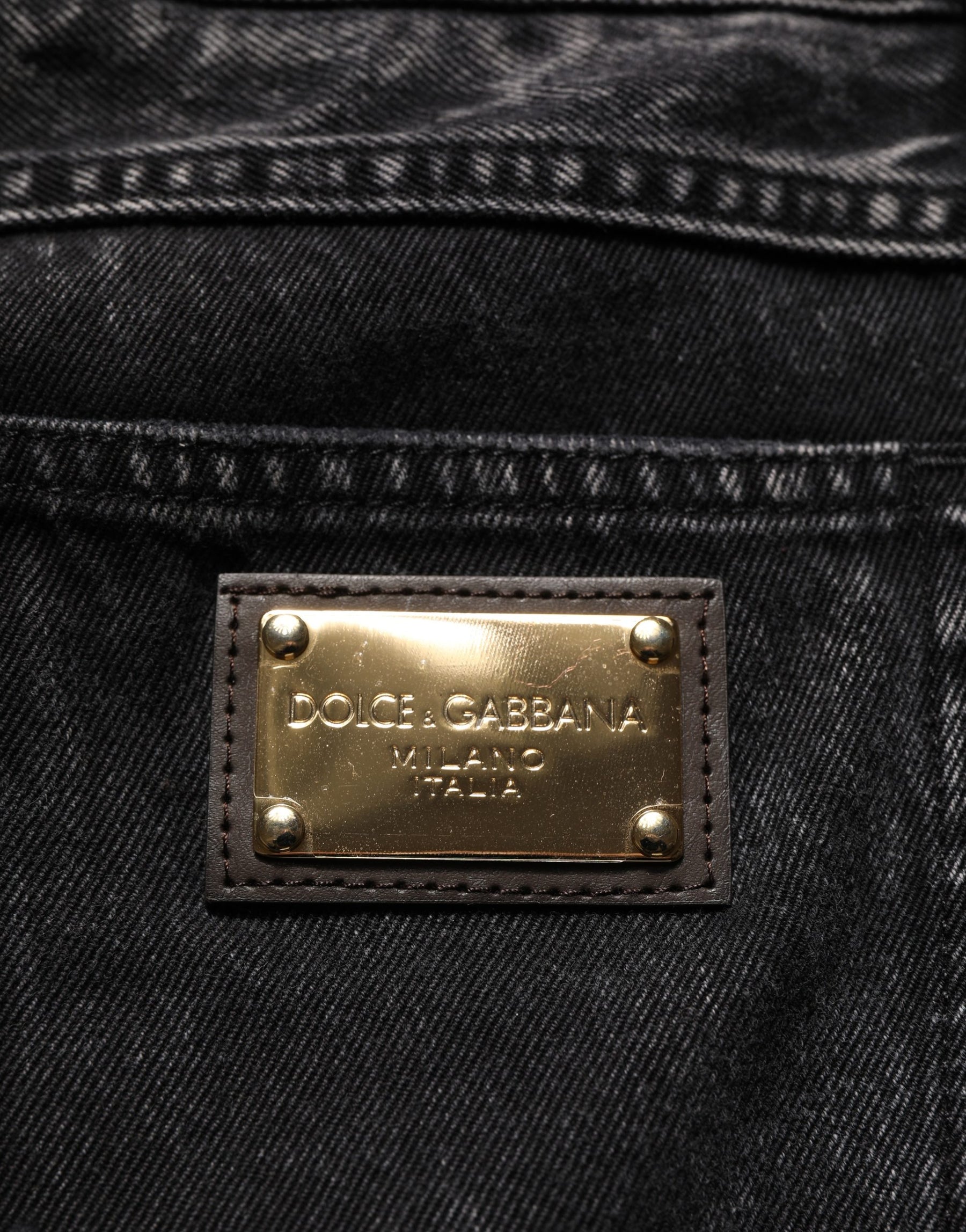 Dolce & Gabbana Black Distressed Cotton Straight Denim Jeans | Regal Royce