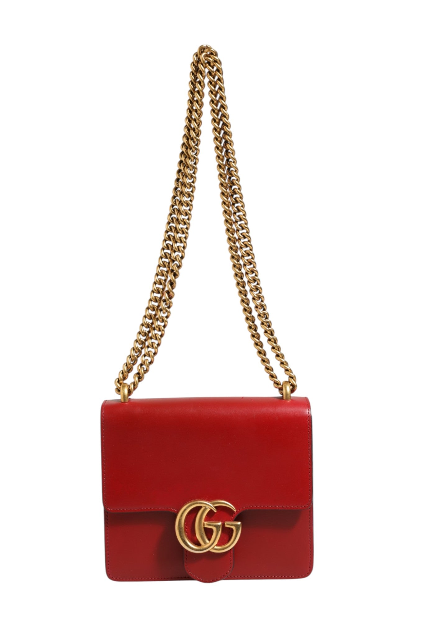 Gucci Marmont small shoulder bag in Rosso Ancora red leather | Regal Royce