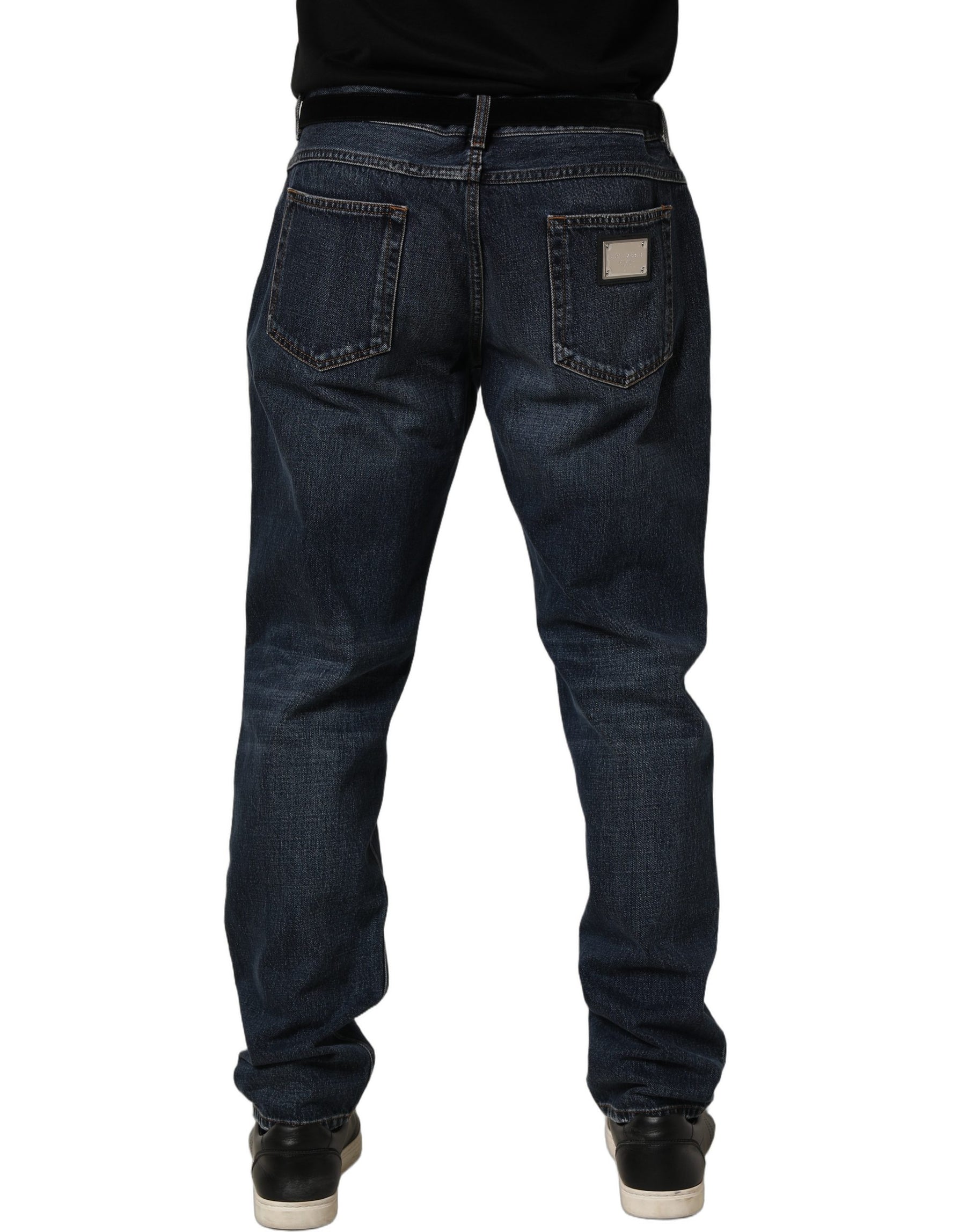 Dolce & Gabbana Dark Blue Washed MidWaist Straight Denim Jeans | Regal Royce