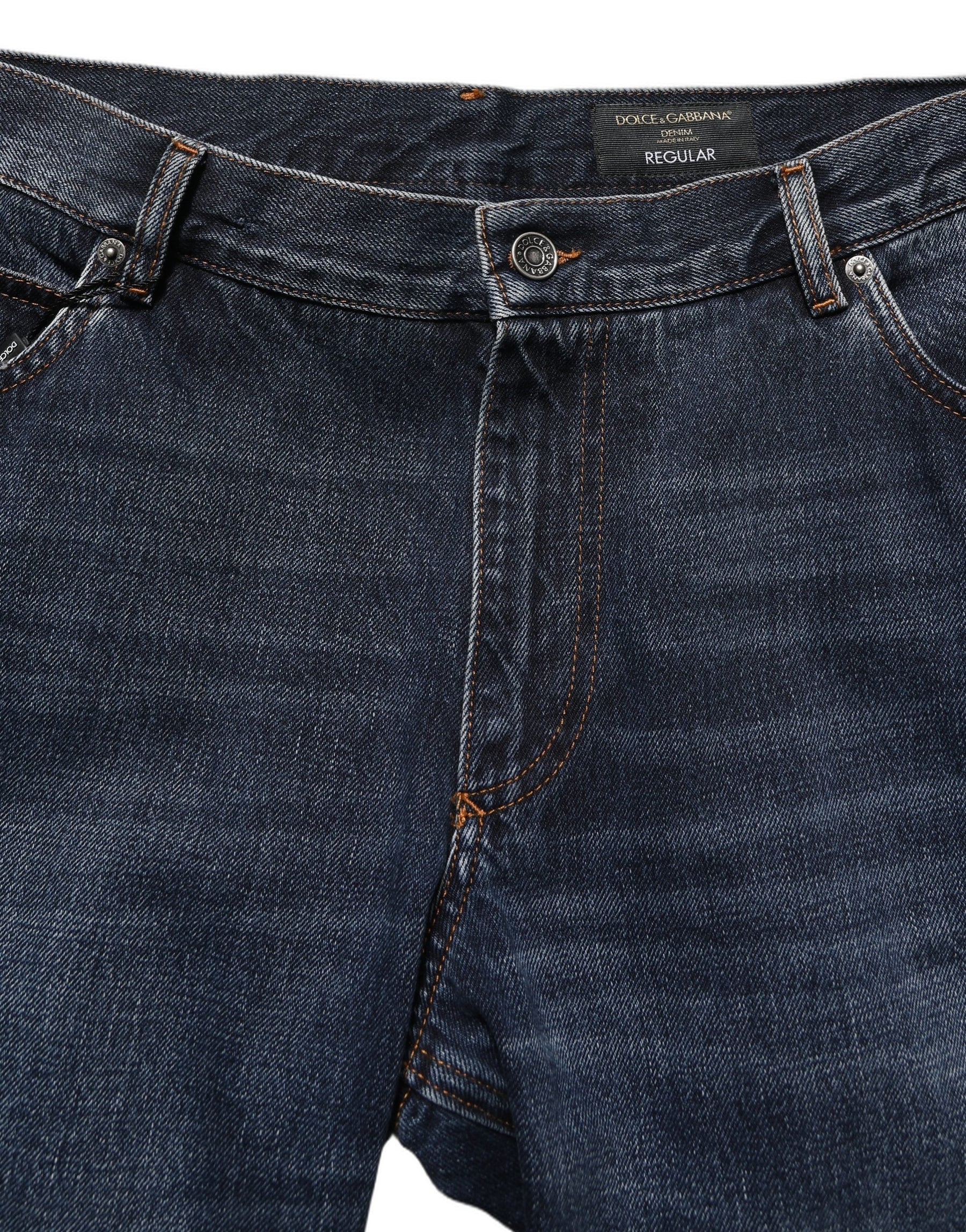 Dolce & Gabbana Dark Blue Washed MidWaist Straight Denim Jeans | Regal Royce