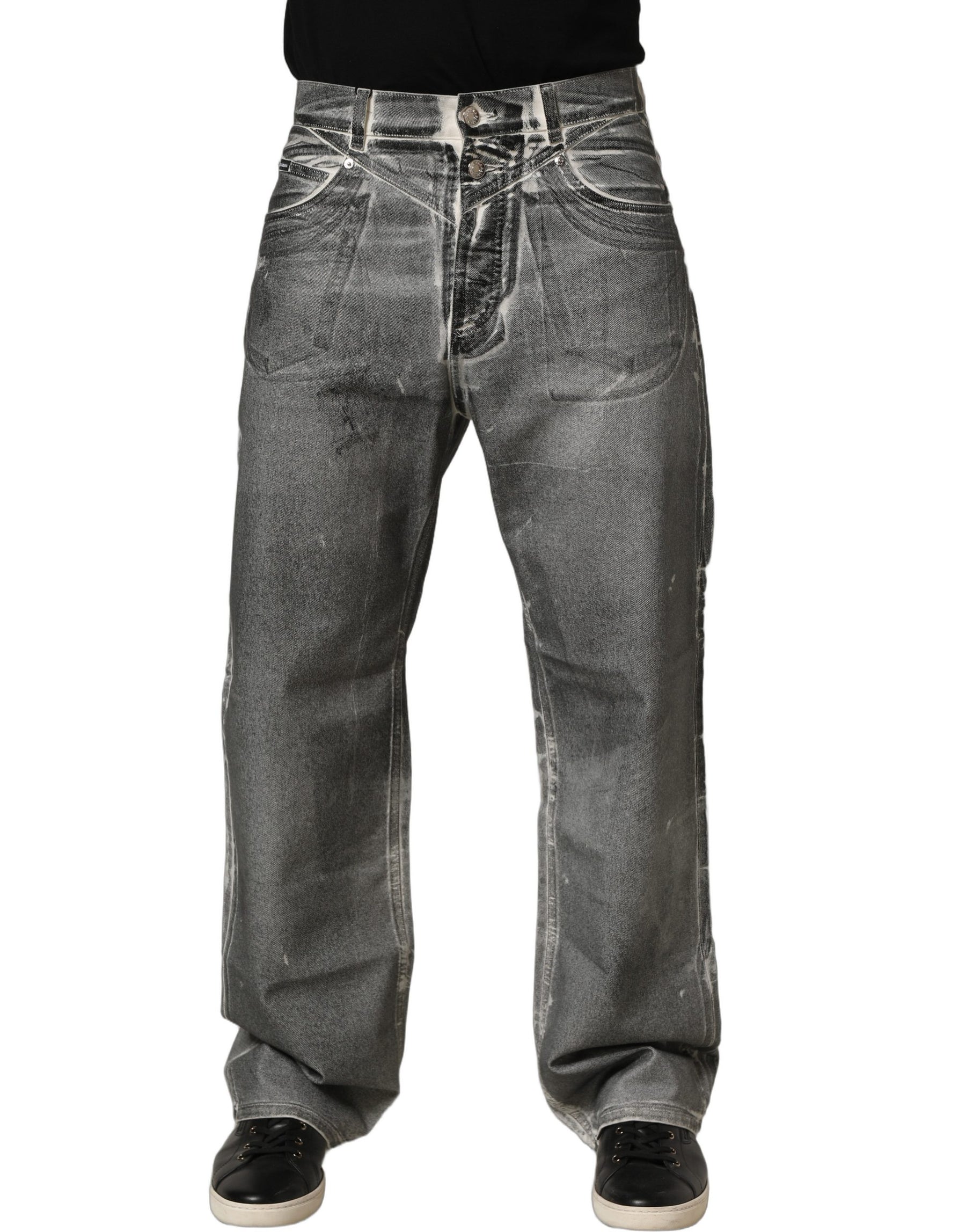 Dolce & Gabbana Grey Washed Mid Waist Straight Denim Jeans | Regal Royce