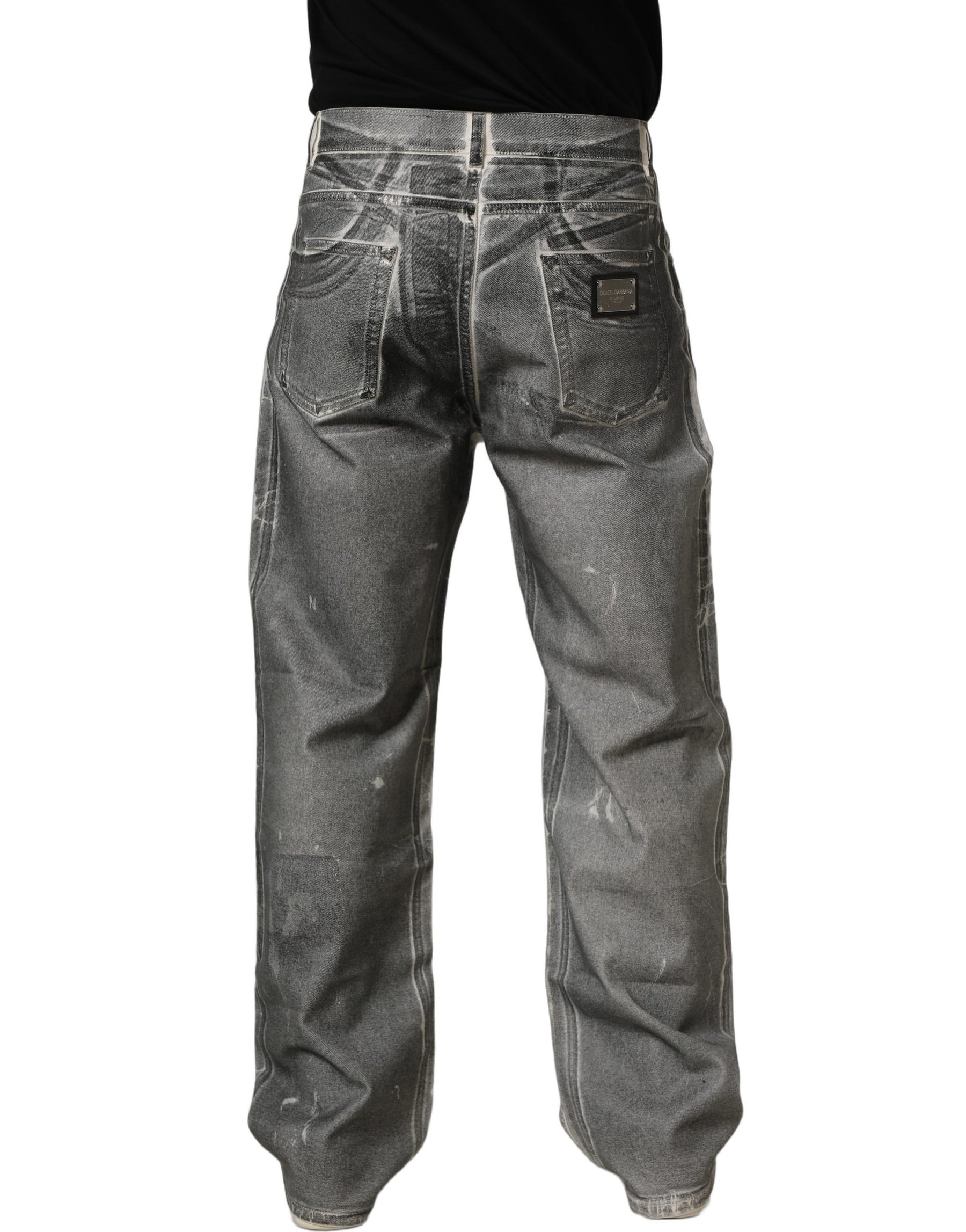 Dolce & Gabbana Grey Washed Mid Waist Straight Denim Jeans | Regal Royce