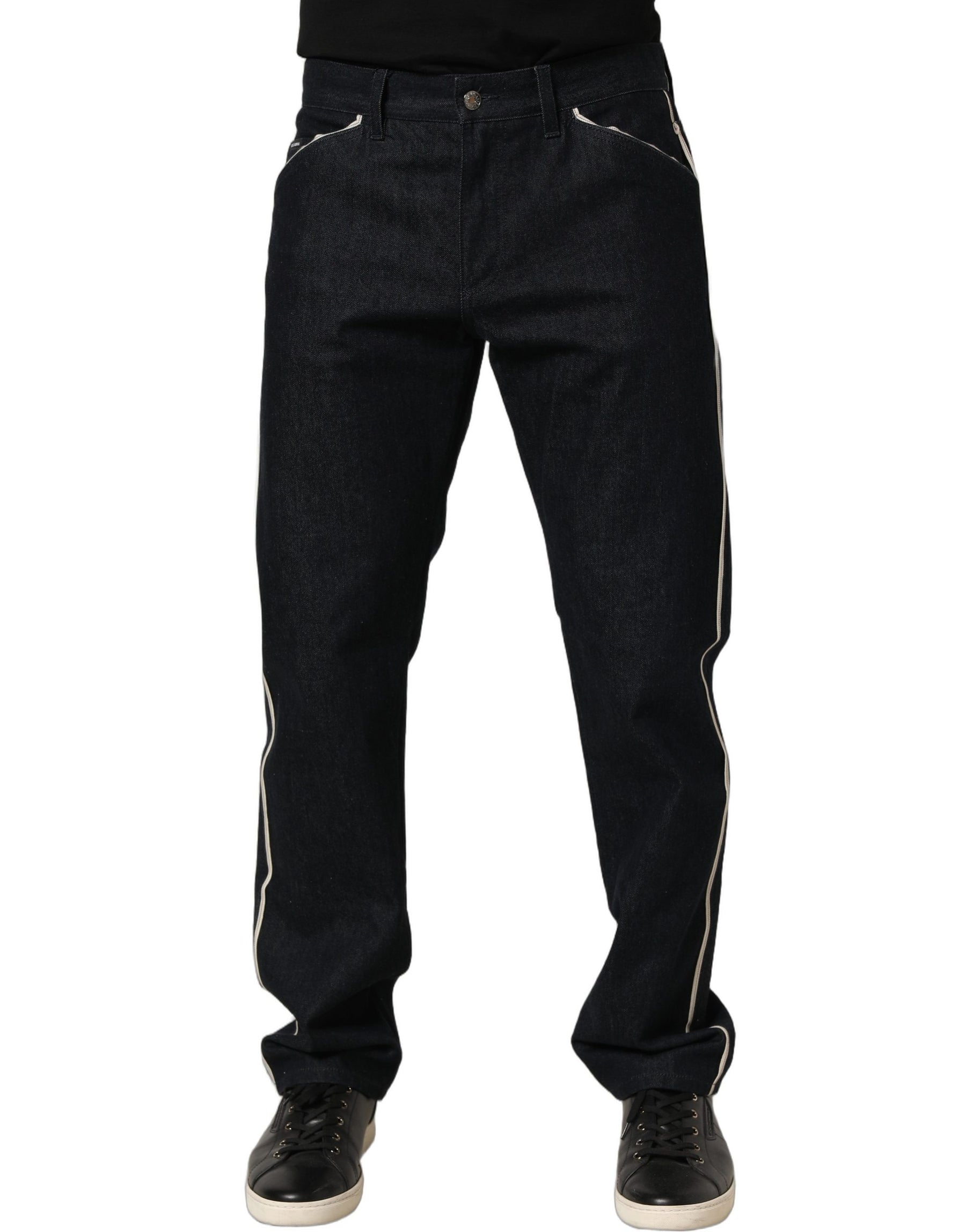 Dolce & Gabbana Black Cotton Mid Waist Classic Men Denim Jeans | Regal Royce
