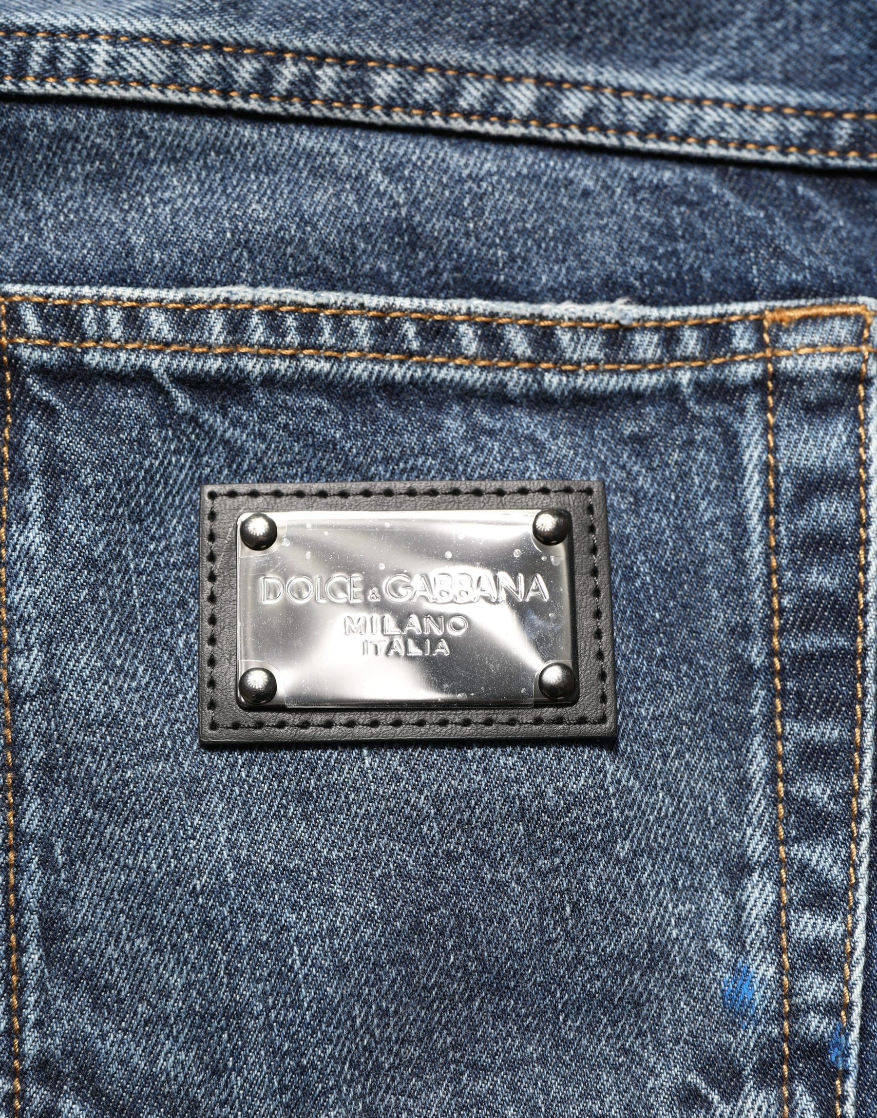 Dolce & Gabbana Dark Blue Washed Mid Waist Straight Men Denim Jeans | Regal Royce