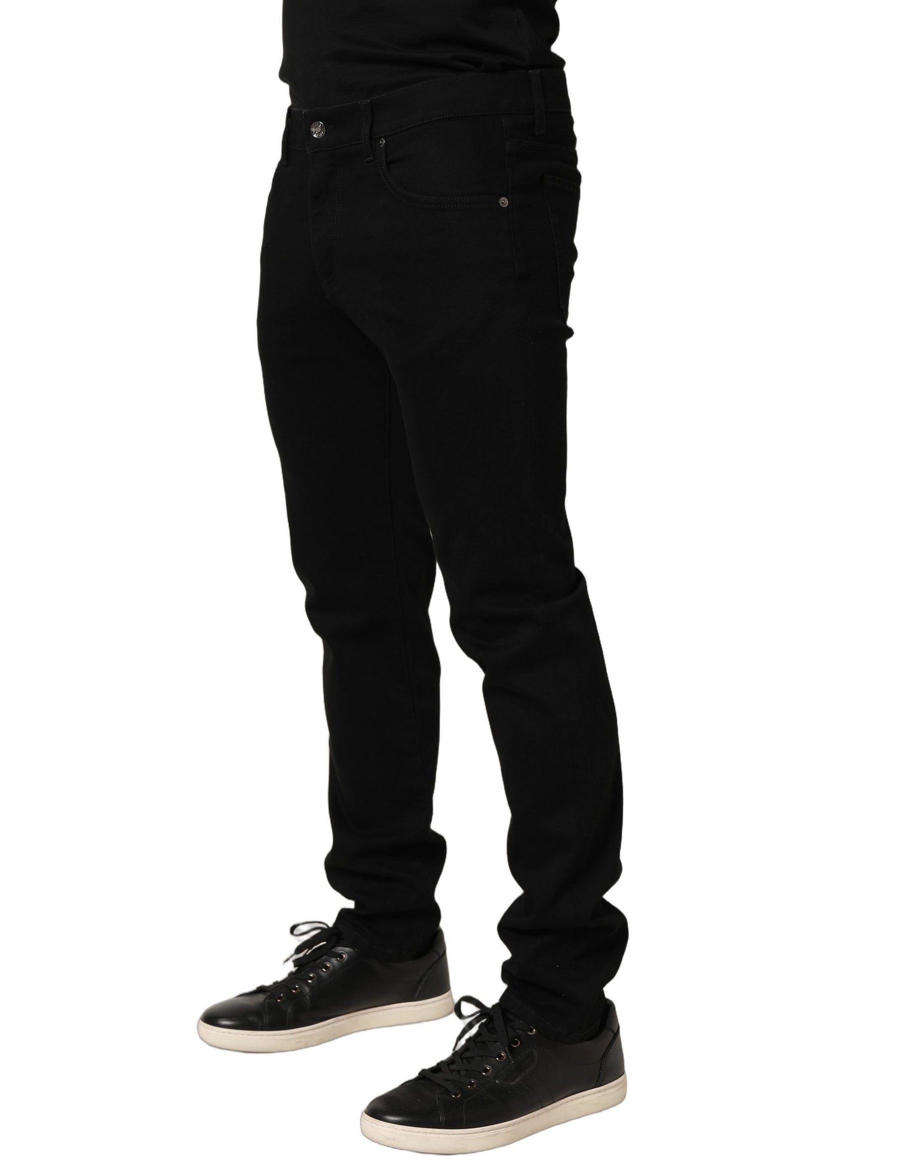Dolce & Gabbana Black Heraldic Embroidered Skinny Denim Jeans | Regal Royce