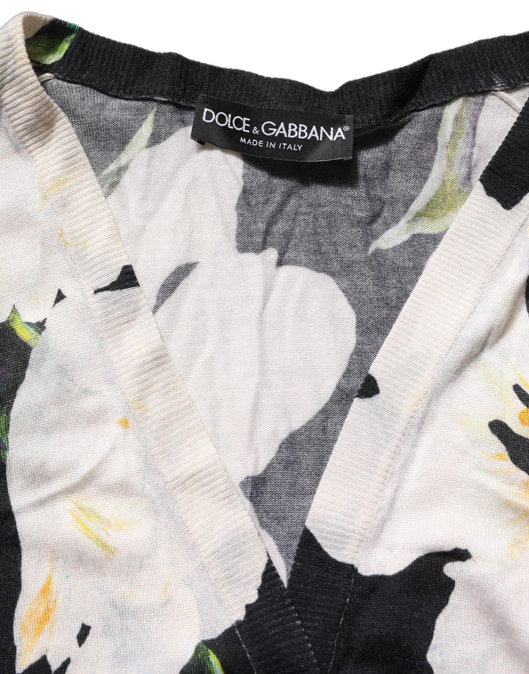 Dolce & Gabbana Black Floral Cashmere Silk Cardigan Sweater | Regal Royce
