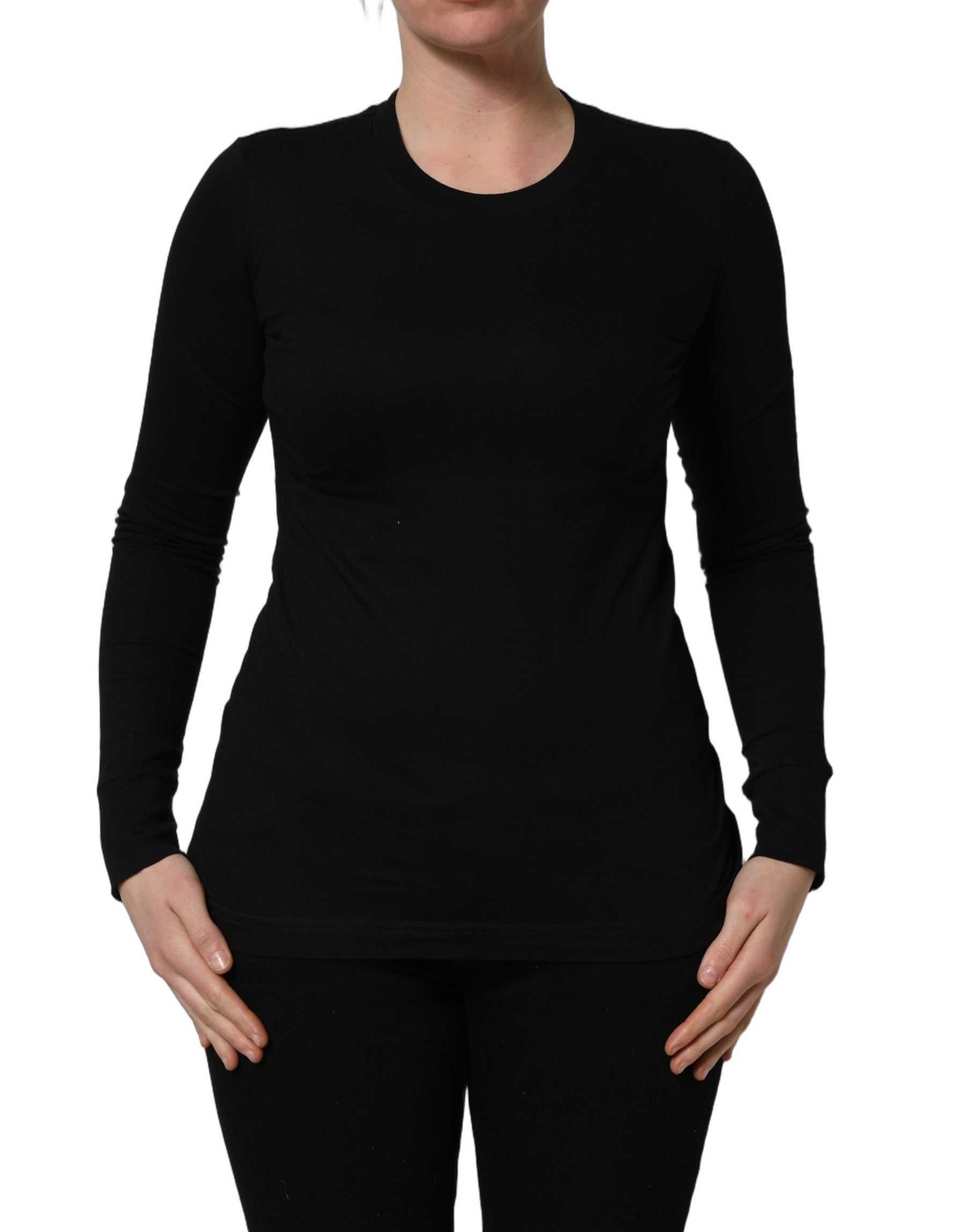 Dolce & Gabbana Black Long Sleeves Crew Neck Pullover Sweater | Regal Royce