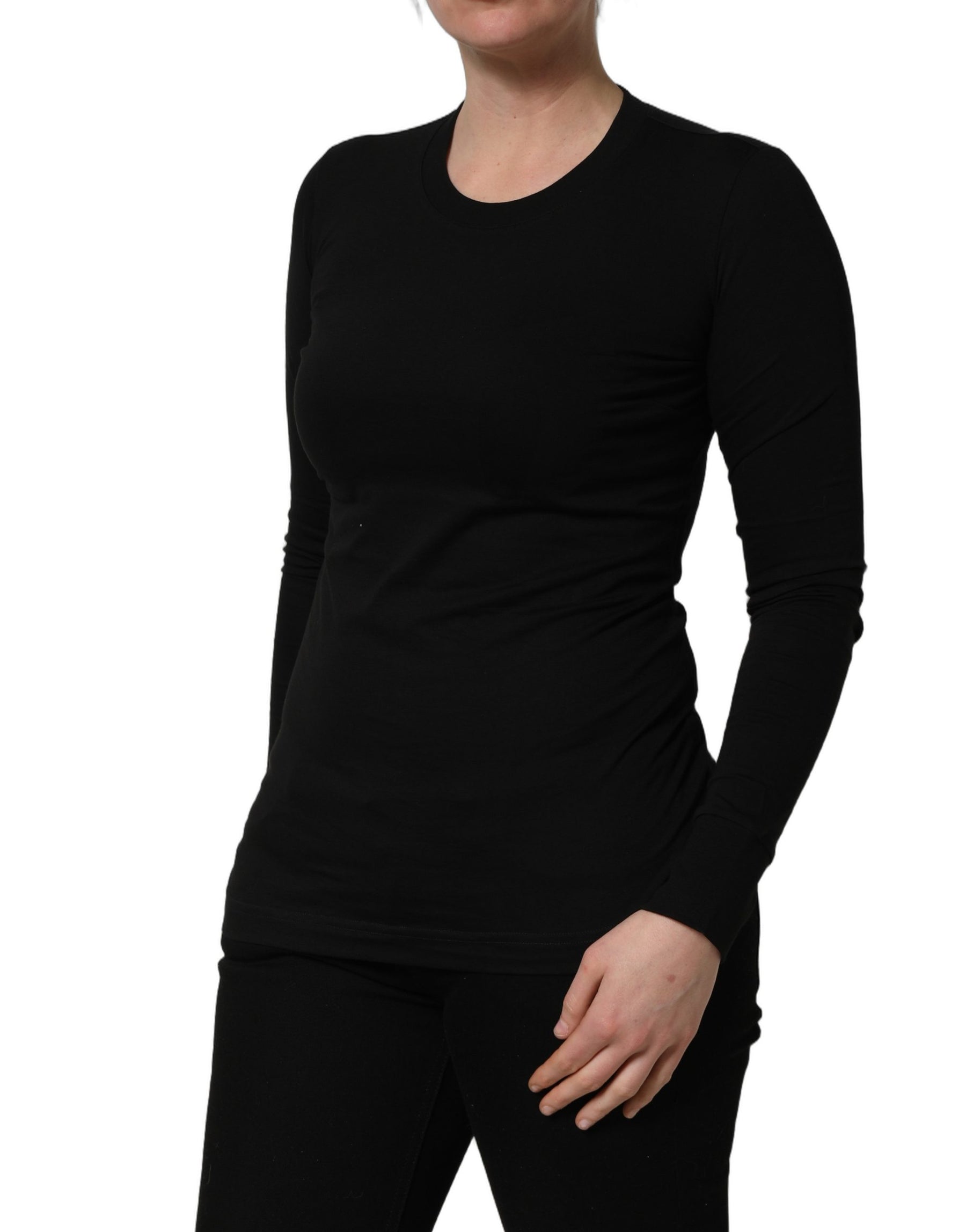 Dolce & Gabbana Black Long Sleeves Crew Neck Pullover Sweater | Regal Royce