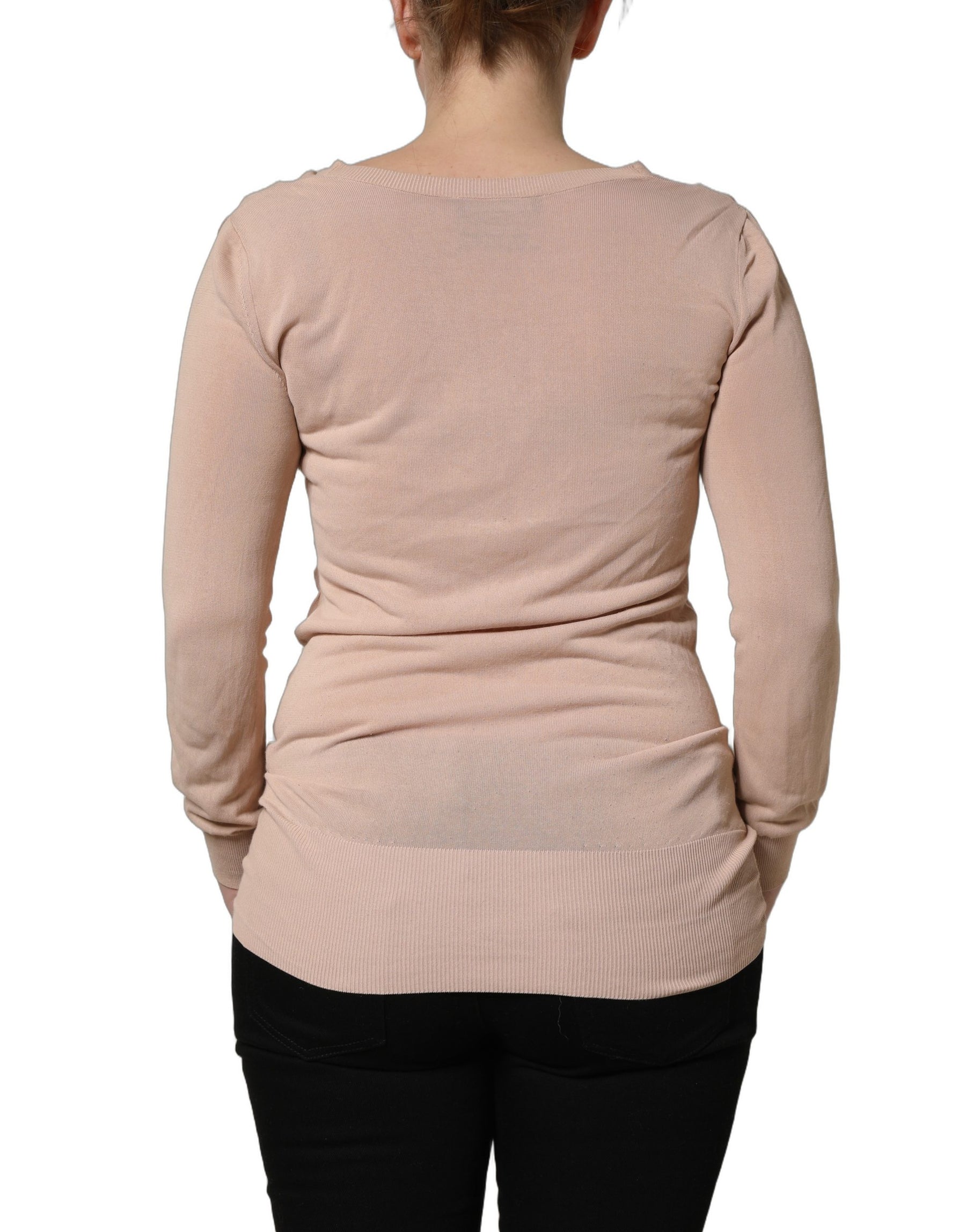 Dolce & Gabbana Beige Ribbed V-neck Front Tie Cardigan Sweater | Regal Royce