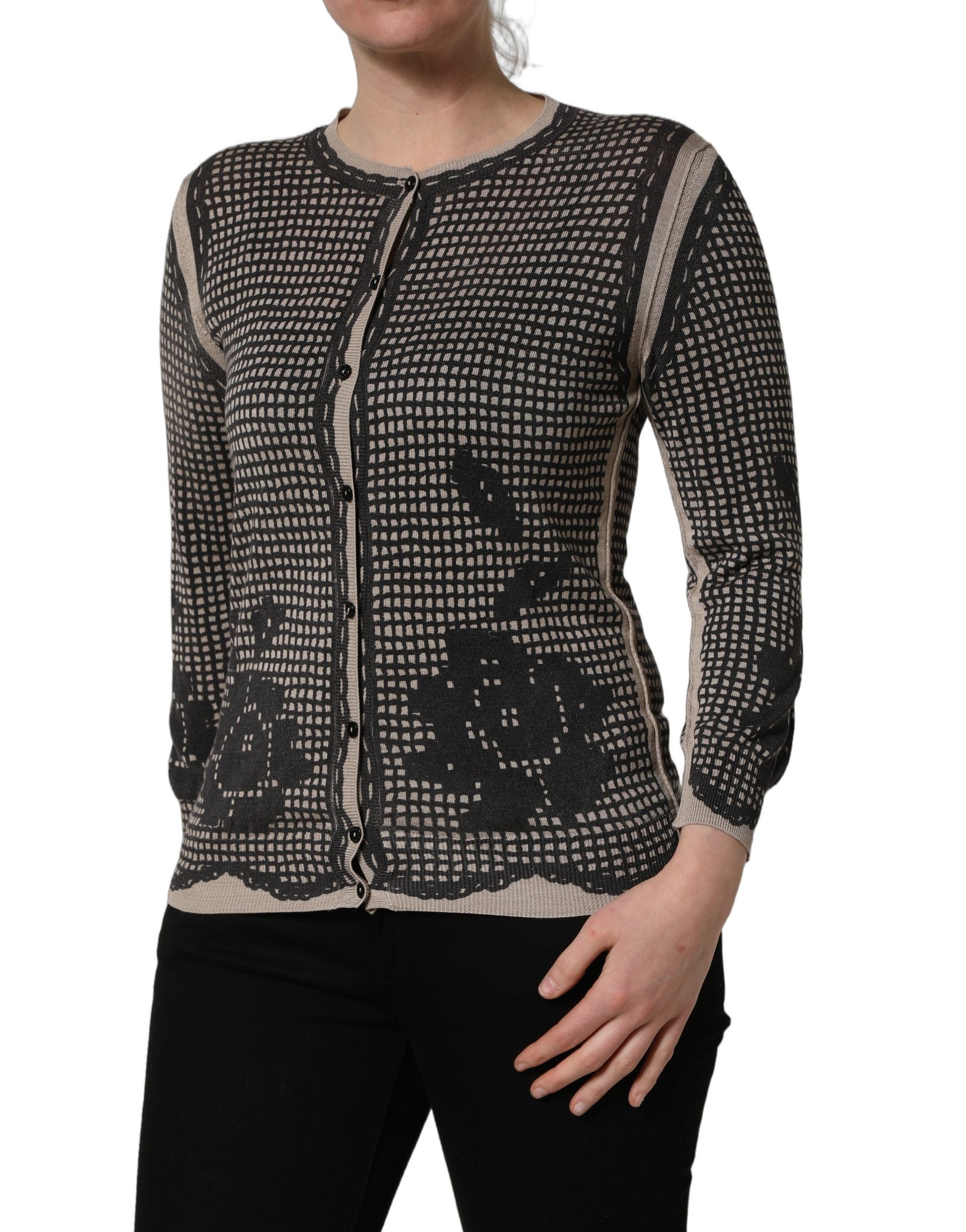 Dolce & Gabbana Black Floral Lace ButtonDownCardigan Sweater | Regal Royce
