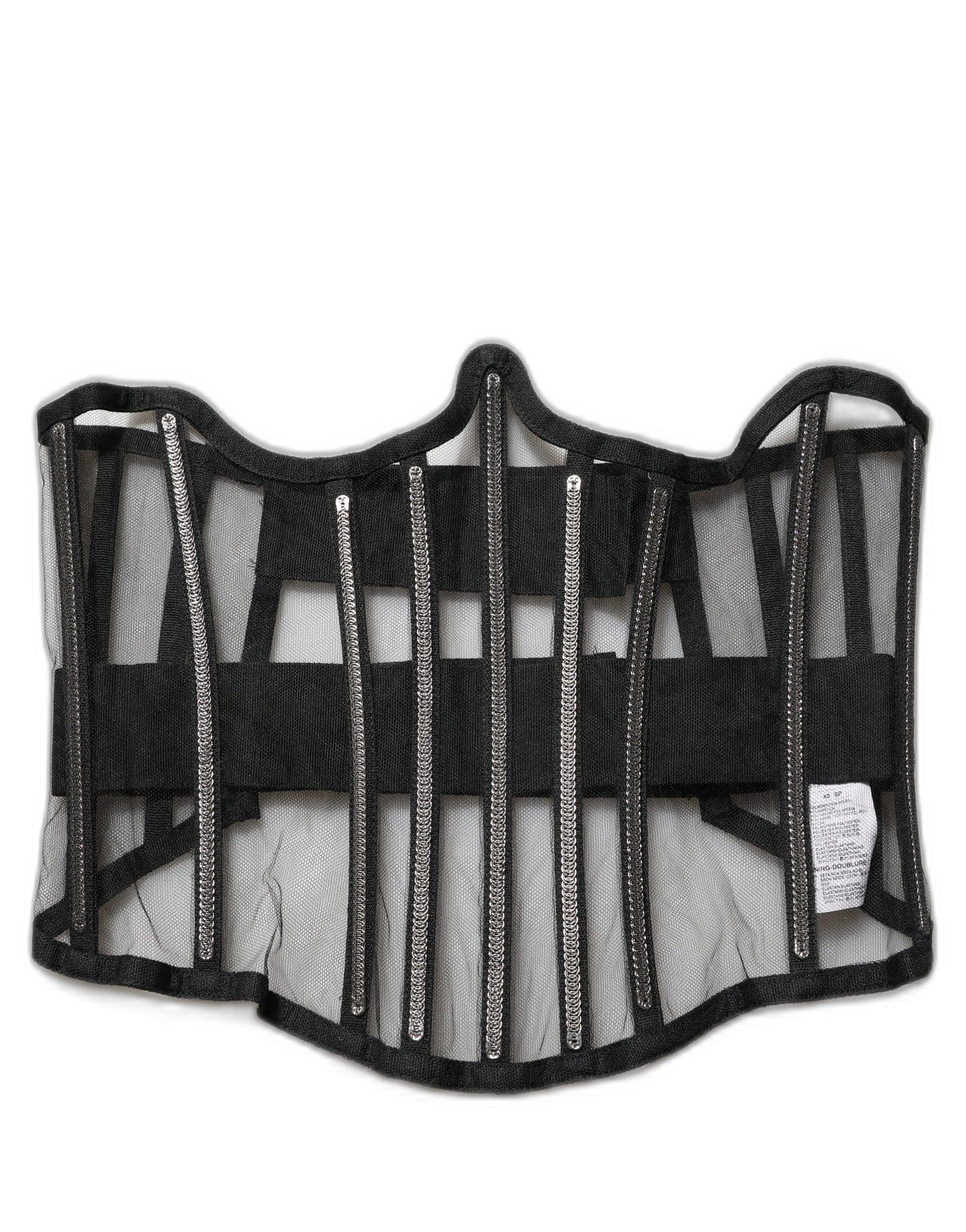 Dolce & Gabbana Black Sheer Tulle Bodysuit Cropped Corset Top | Regal Royce