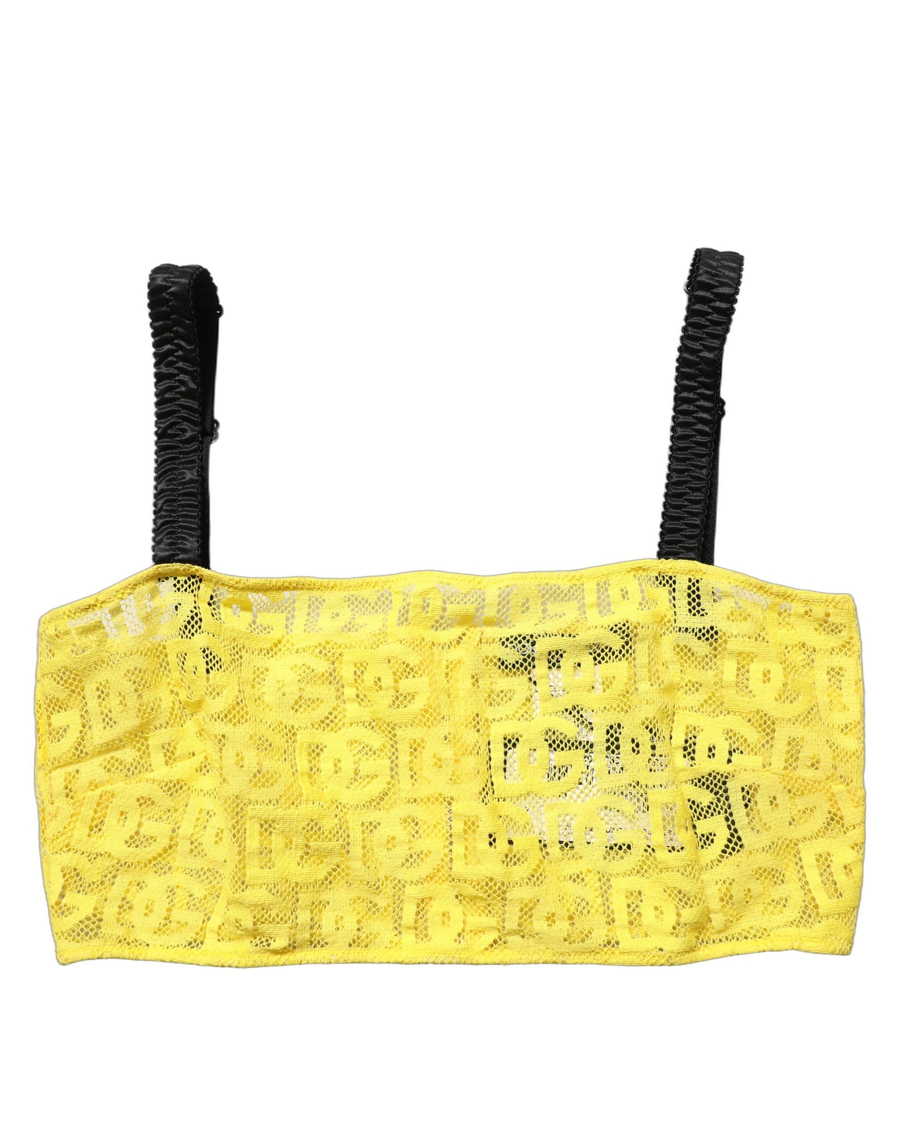 Dolce & Gabbana Yellow Cotton Crepe Chiffon Crop Bralette Top | Regal Royce