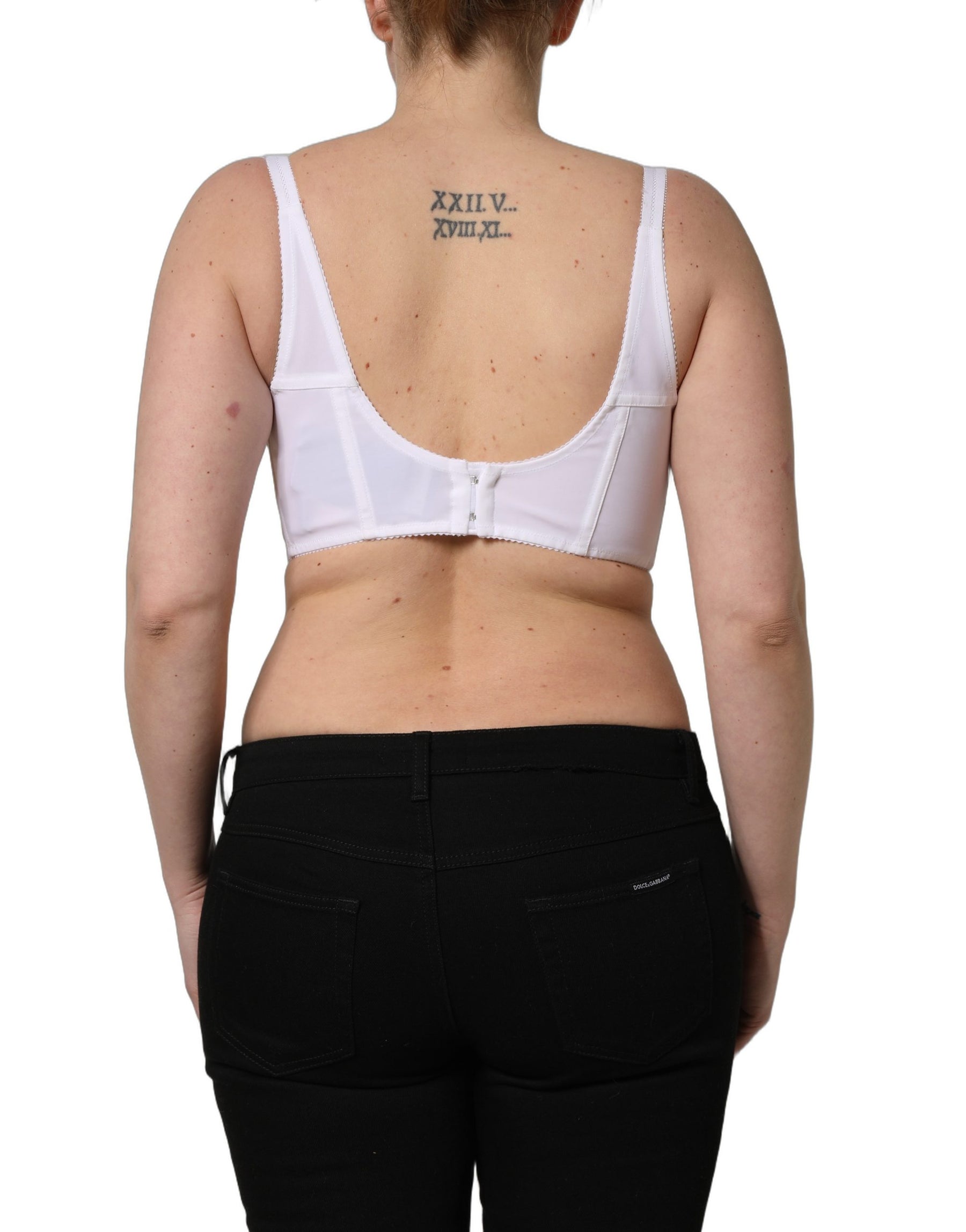 Dolce & Gabbana White Pearls Beaded Corset Bustier Crop Top | Regal Royce