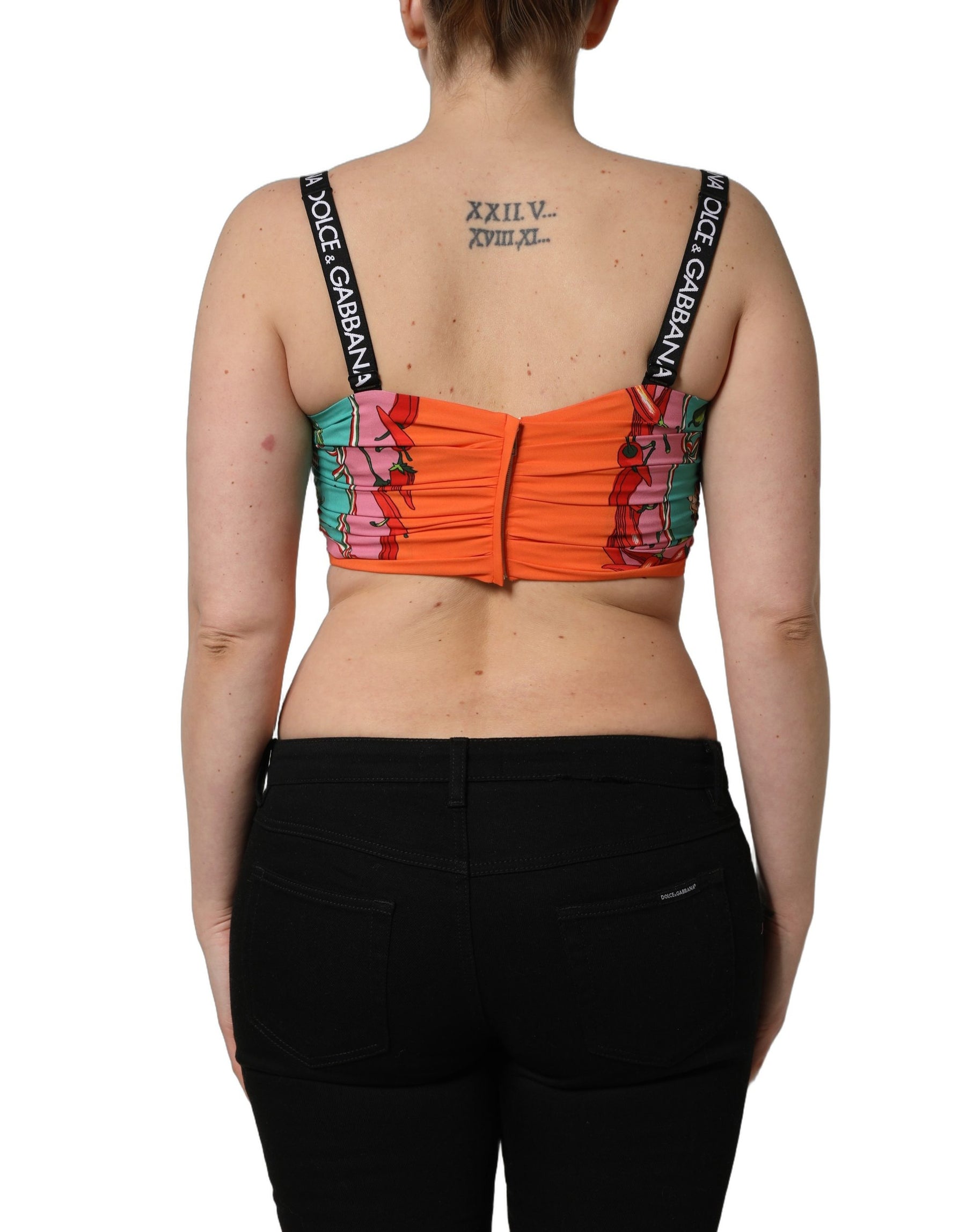 Dolce & Gabbana Turquoise Vegetable Print Silk Crop Tank Top | Regal Royce
