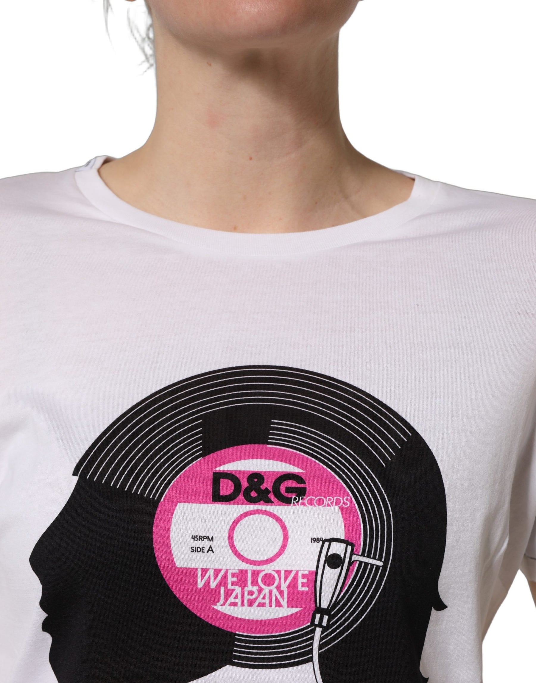 Dolce & Gabbana White D&G WE LOVE JAPAN Print Cotton T-shirt | Regal Royce