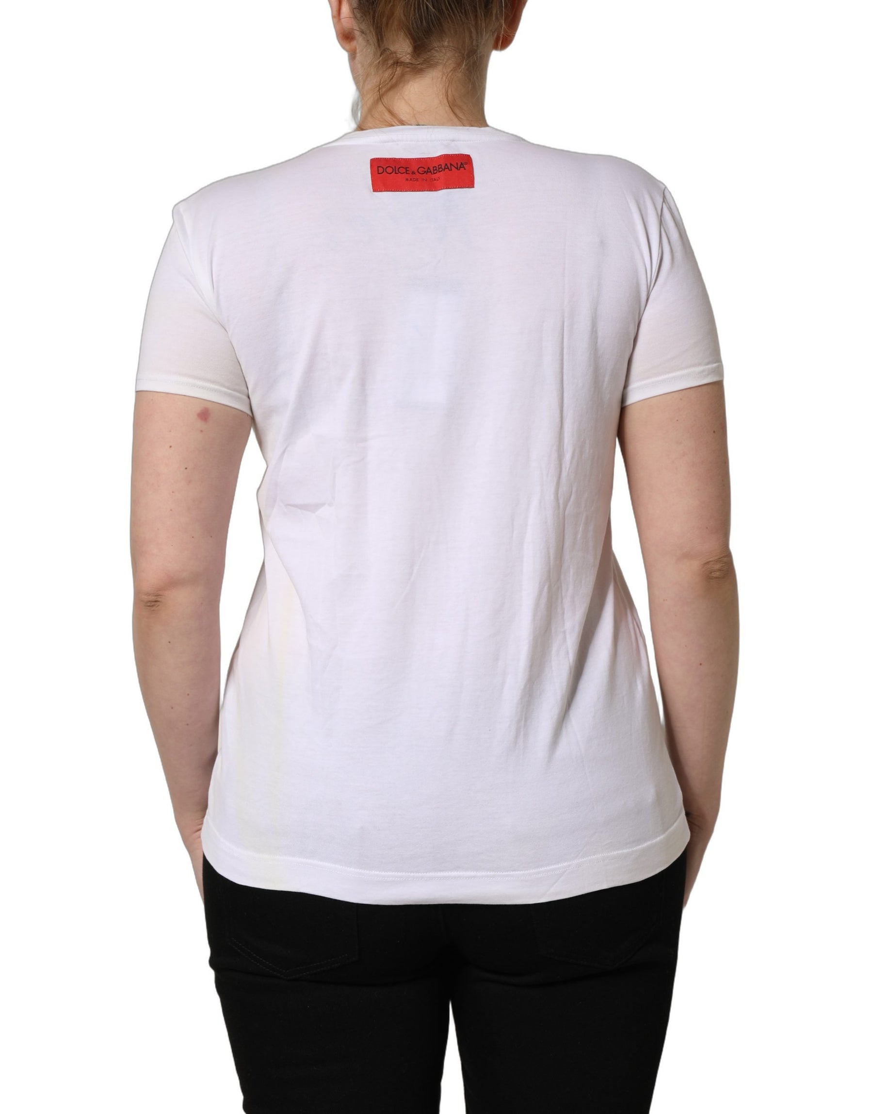 Dolce & Gabbana White D&G is Flowers Print Round Neck T-shirt | Regal Royce
