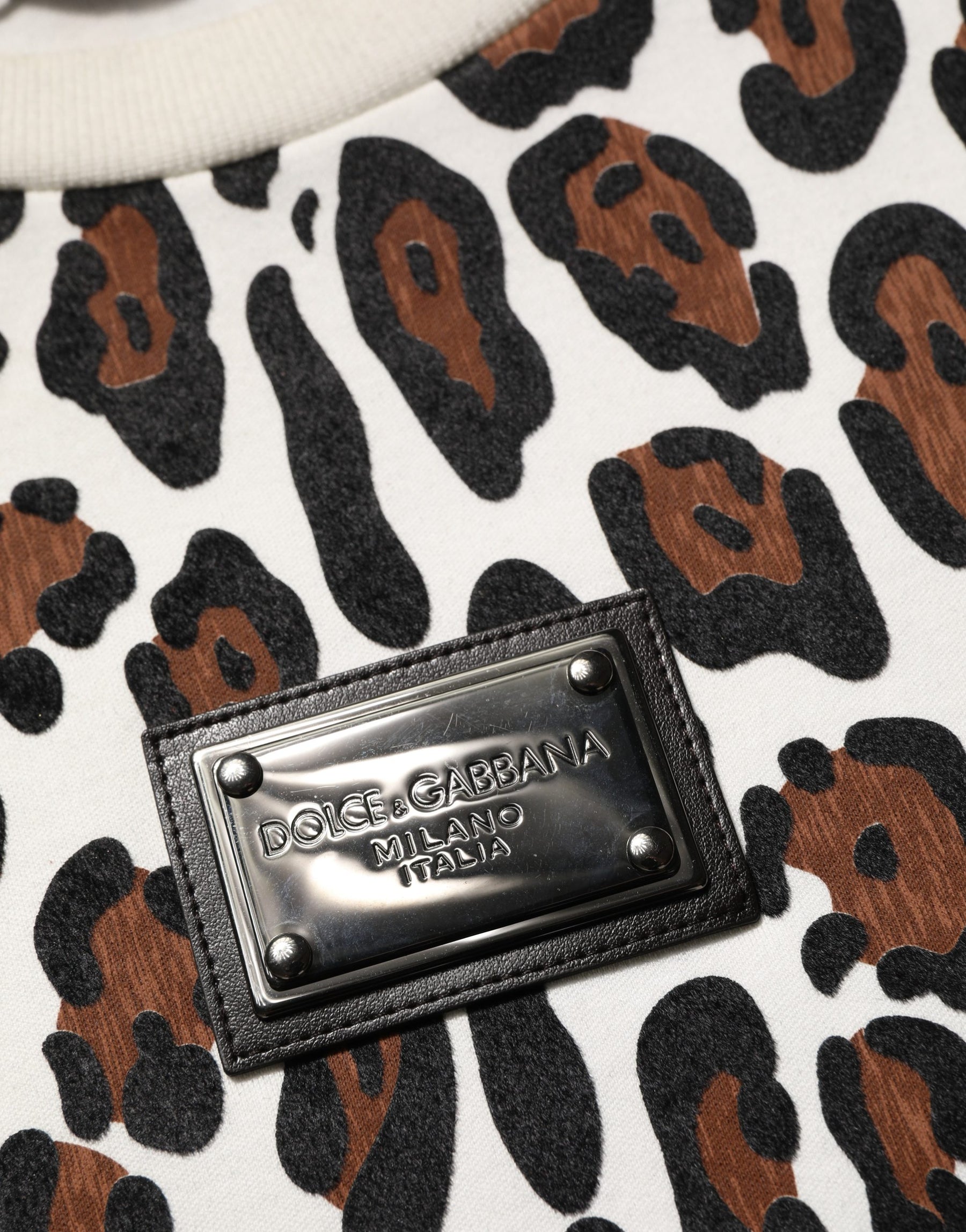 Dolce & Gabbana Multicolor Leopard Print Crew Neck T-shirt | Regal Royce