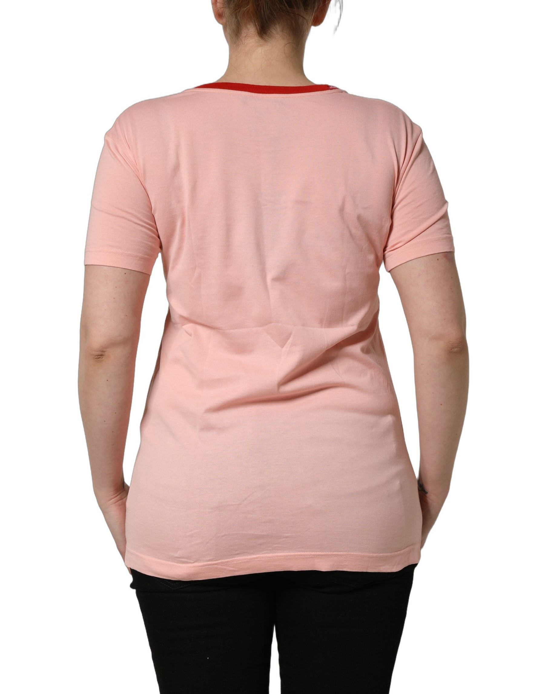 Dolce & Gabbana Pink Graphic Print Cotton Crew Neck T-shirt | Regal Royce