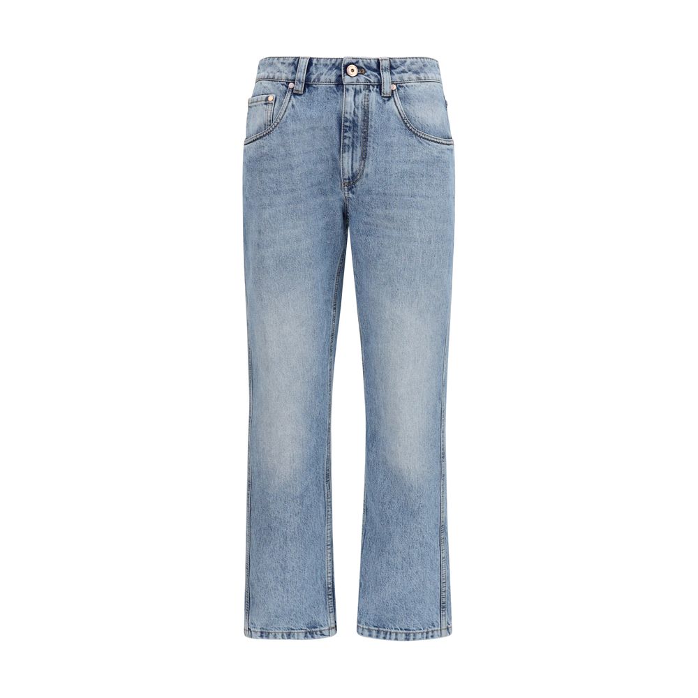 Brunello Cucinelli Blue Cotton Straight-Leg Jeans | Regal Royce