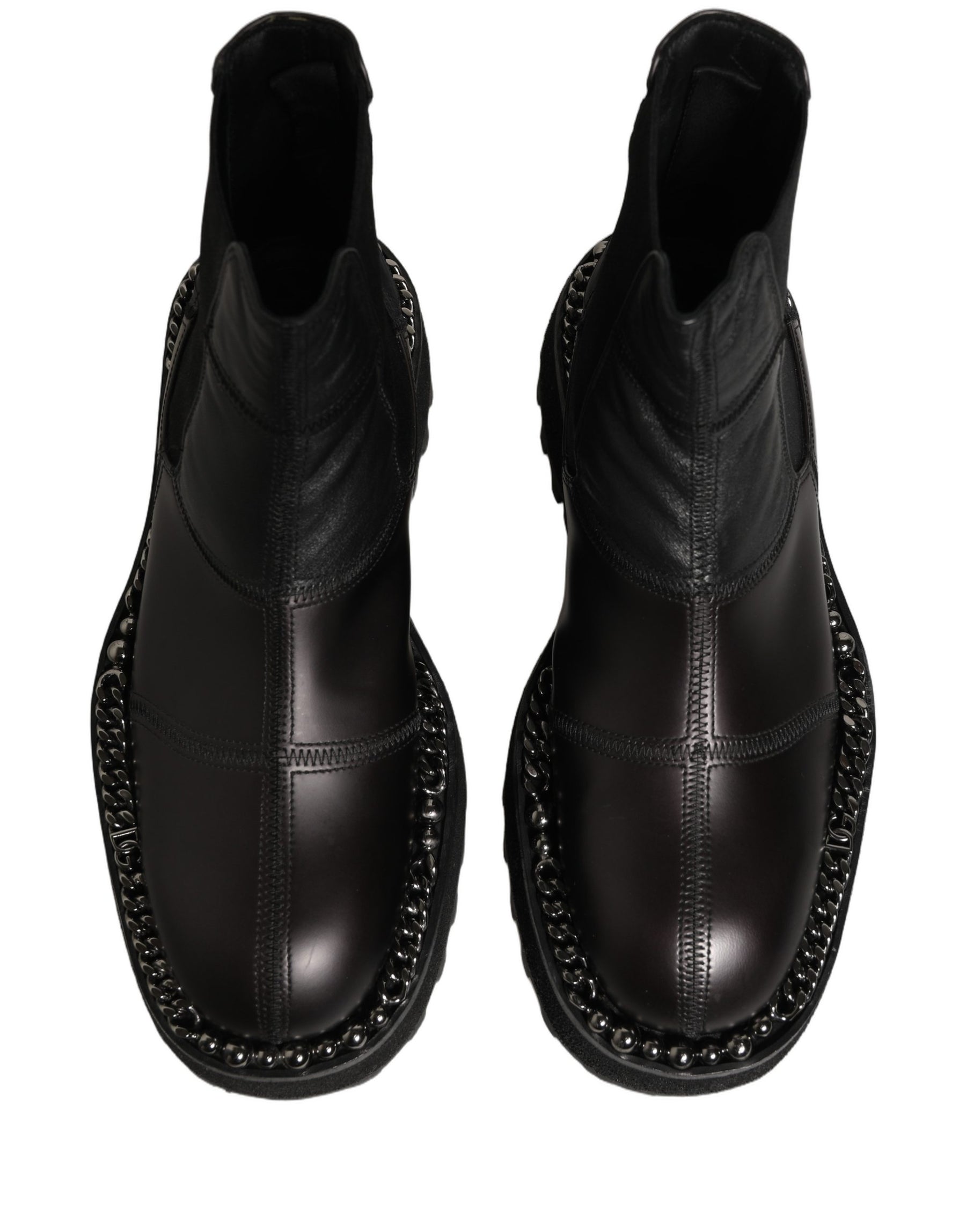 Dolce & Gabbana Black Leather Slip On Chelsea Boots Shoes | Regal Royce
