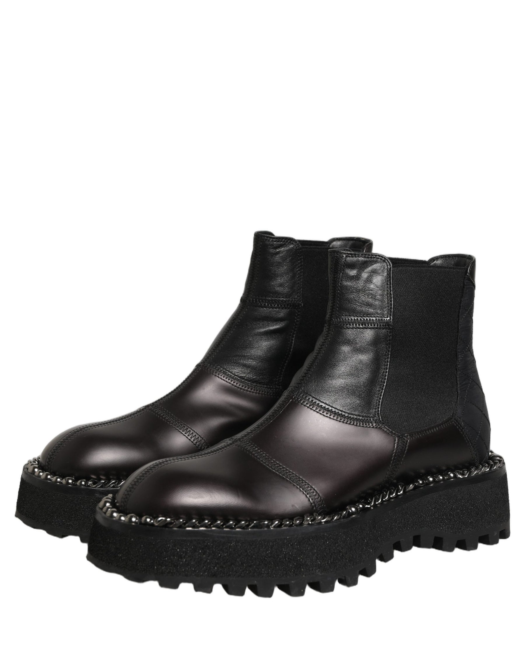 Dolce & Gabbana Black Leather Slip On Chelsea Boots Shoes | Regal Royce