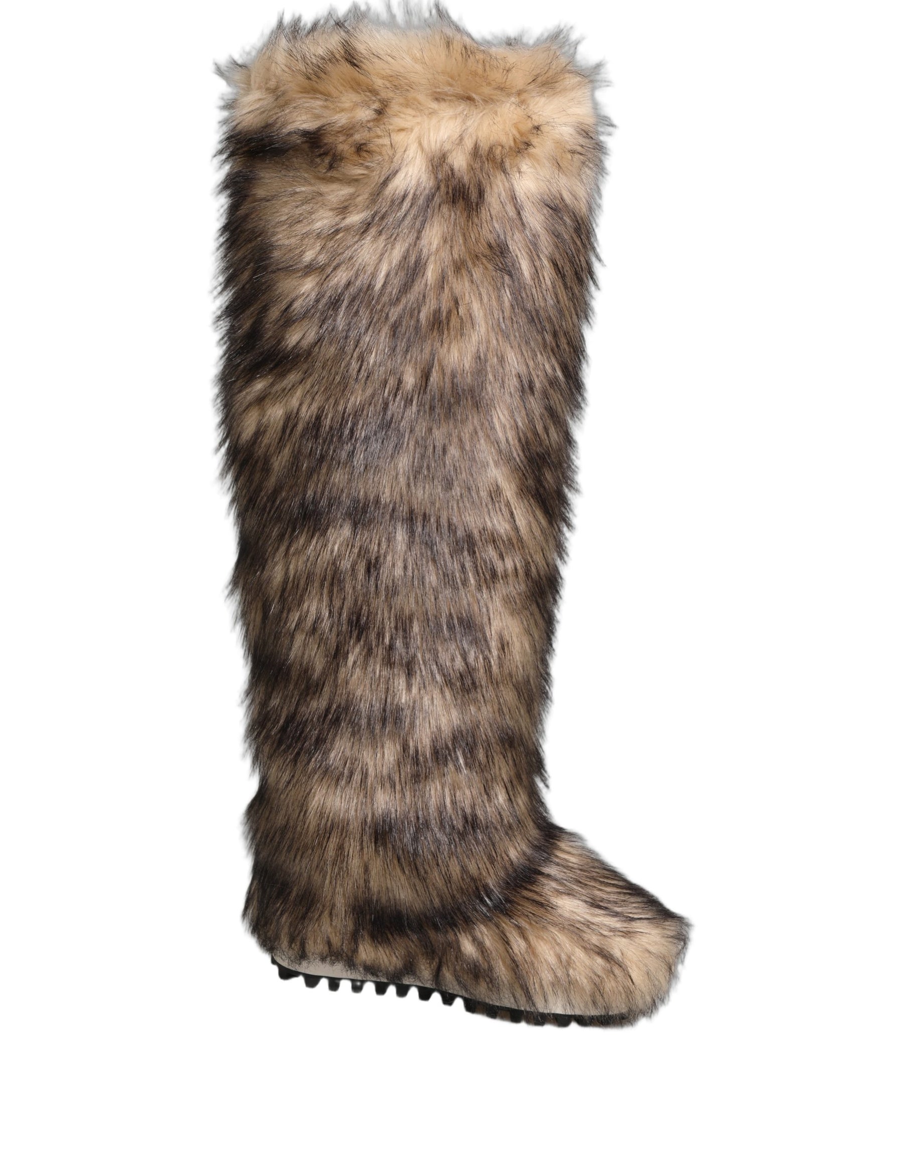 Dolce & Gabbana Brown Faux Skim Ski Fur Knee High Boots Shoes | Regal Royce