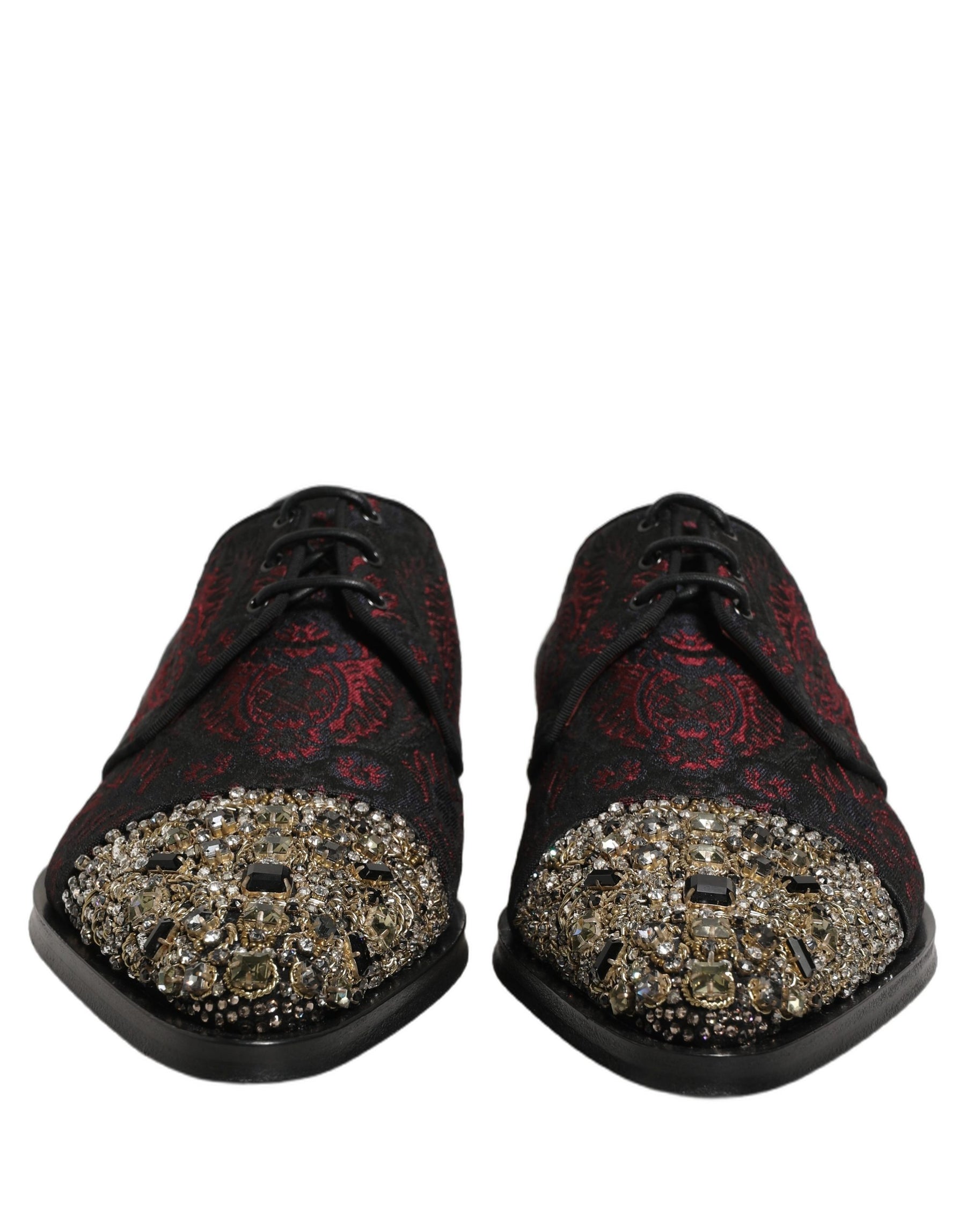 Dolce & Gabbana Black Red Embellished Derby Dress Formal Shoes | Regal Royce