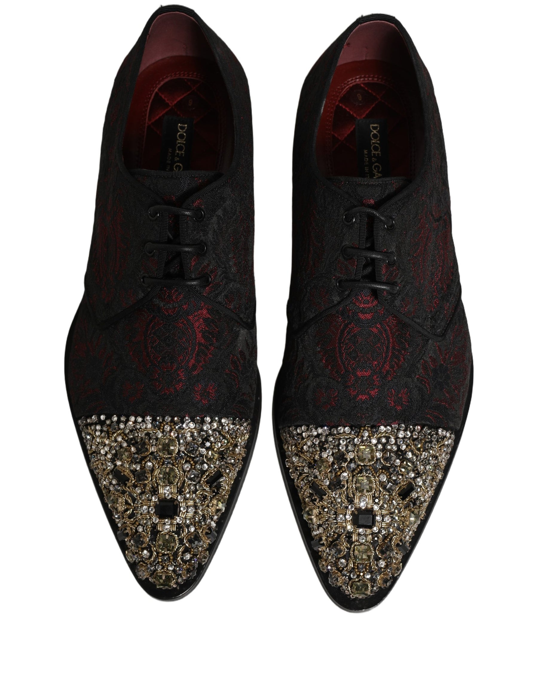 Dolce & Gabbana Black Red Embellished Derby Dress Formal Shoes | Regal Royce