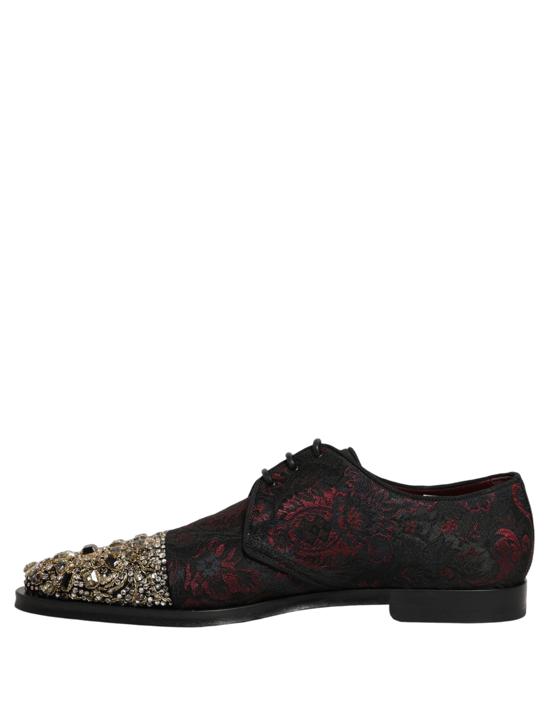 Dolce & Gabbana Black Red Embellished Derby Dress Formal Shoes | Regal Royce