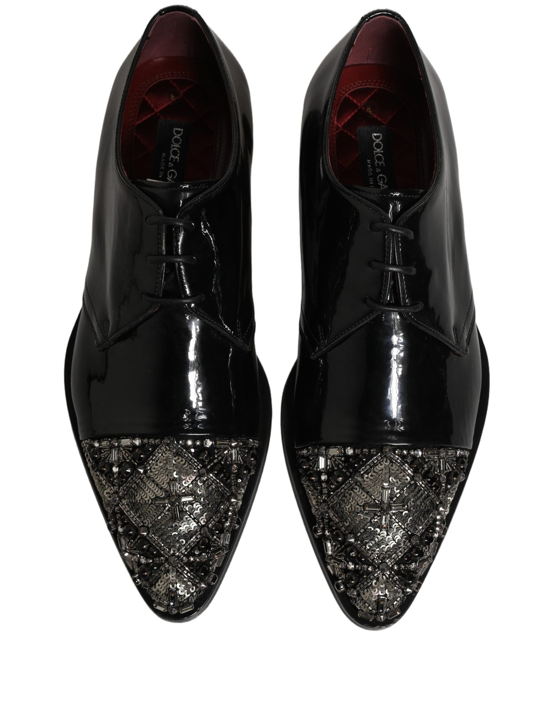 Dolce & Gabbana Black Embellished Men Derby Dress Formal Shoes | Regal Royce
