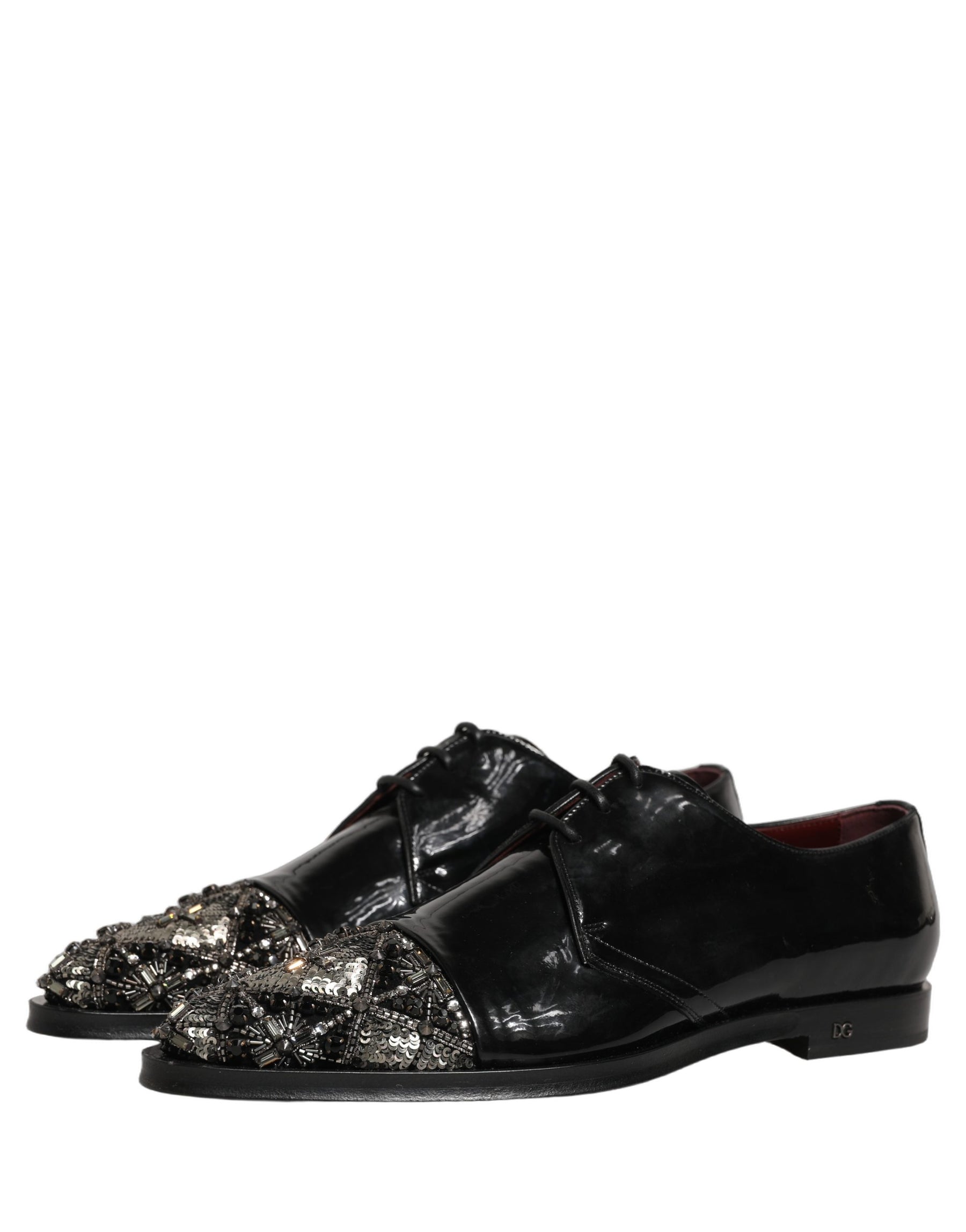 Dolce & Gabbana Black Embellished Men Derby Dress Formal Shoes | Regal Royce