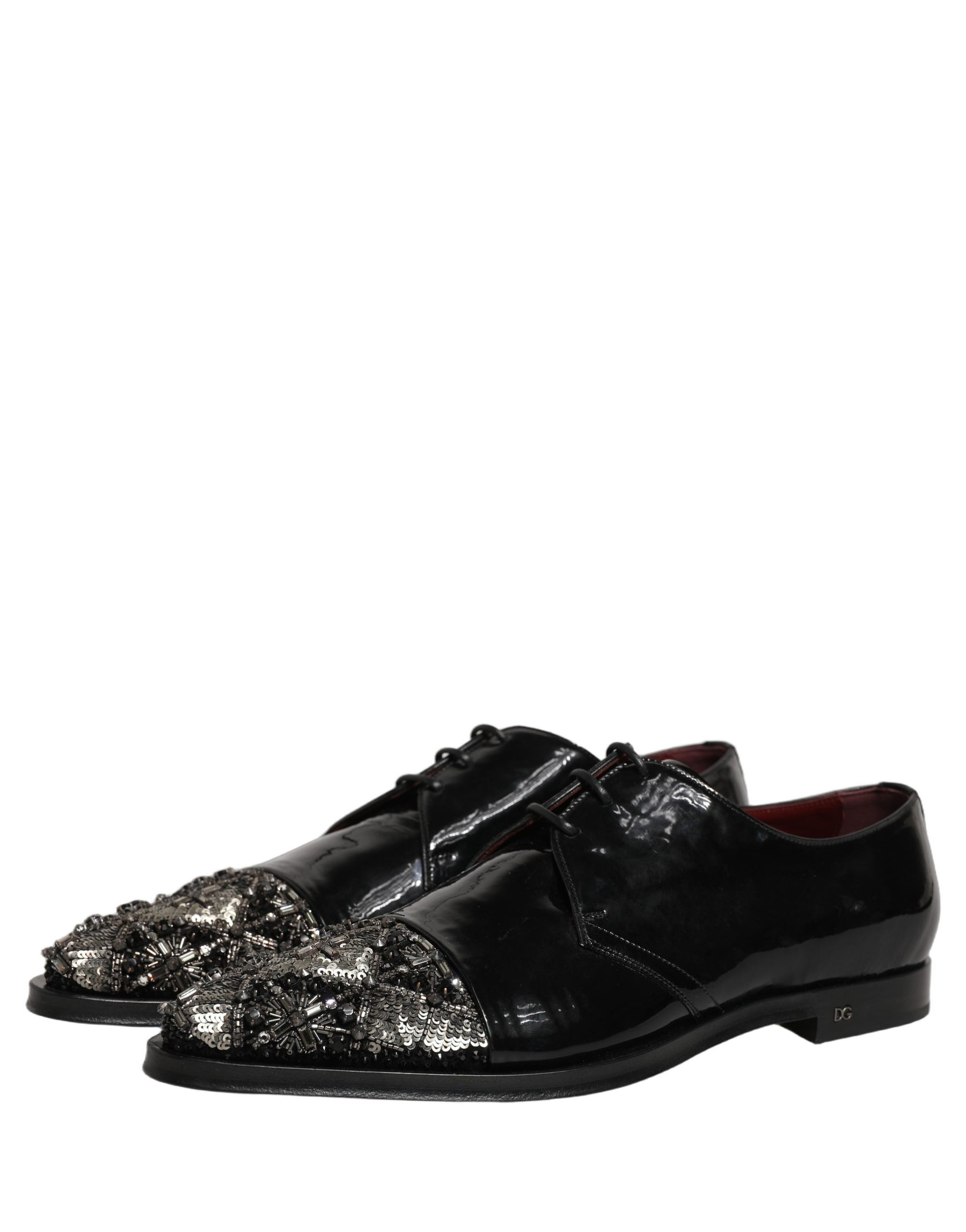 Dolce & Gabbana Black Embellished Derby Dress Formal Shoes | Regal Royce
