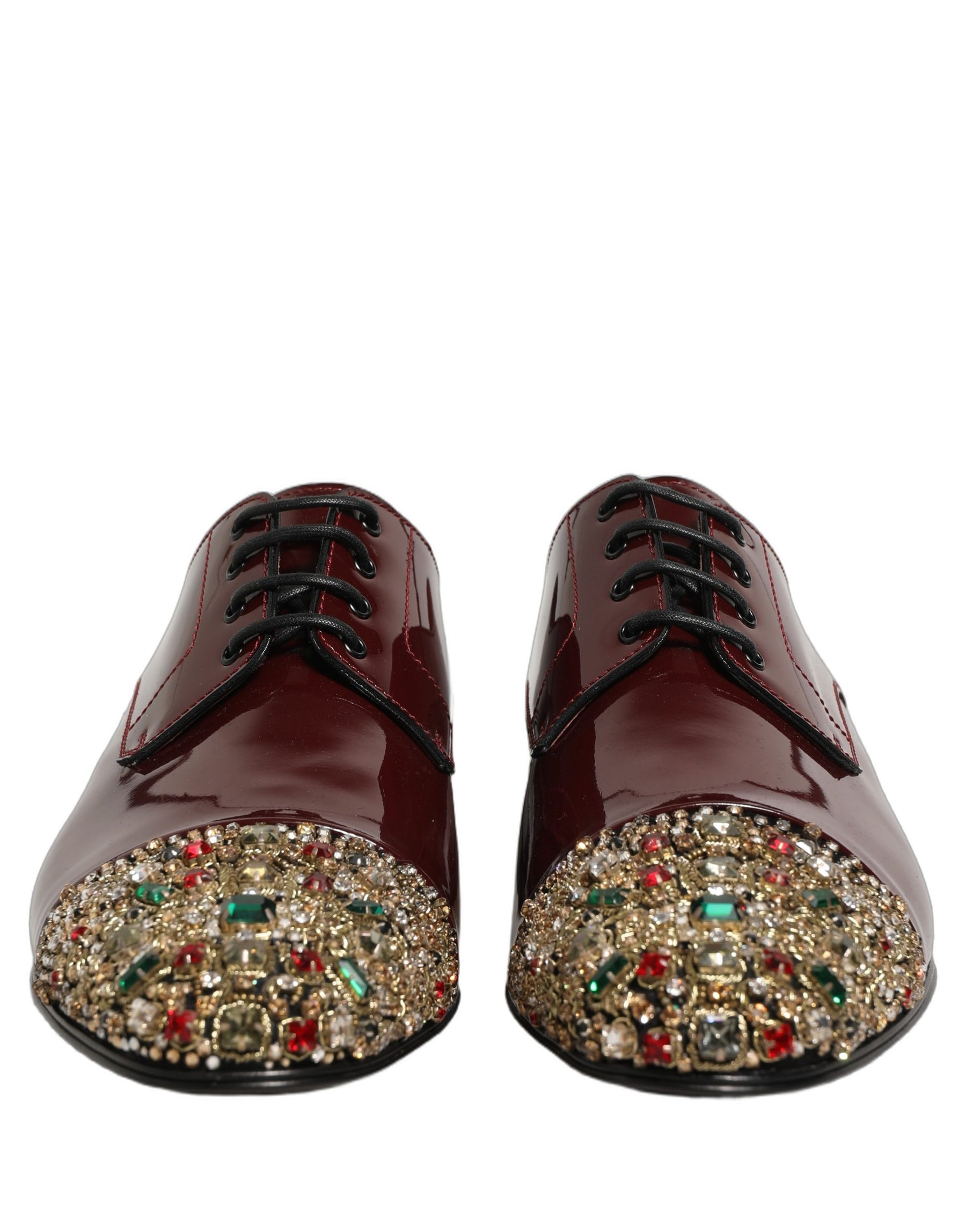 Dolce & Gabbana Maroon Embellished Derby Dress Formal Shoes | Regal Royce