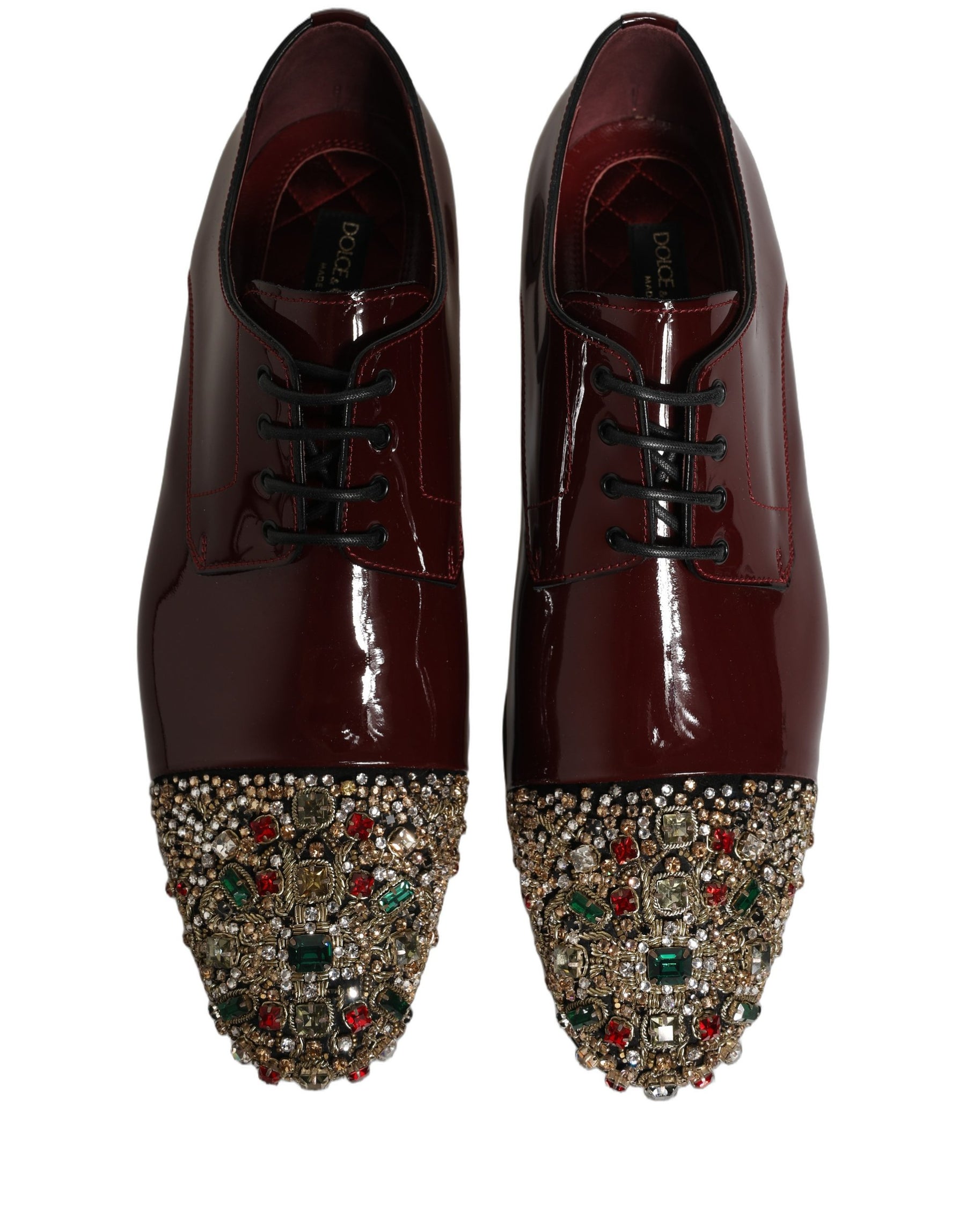 Dolce & Gabbana Maroon Embellished Derby Dress Formal Shoes | Regal Royce