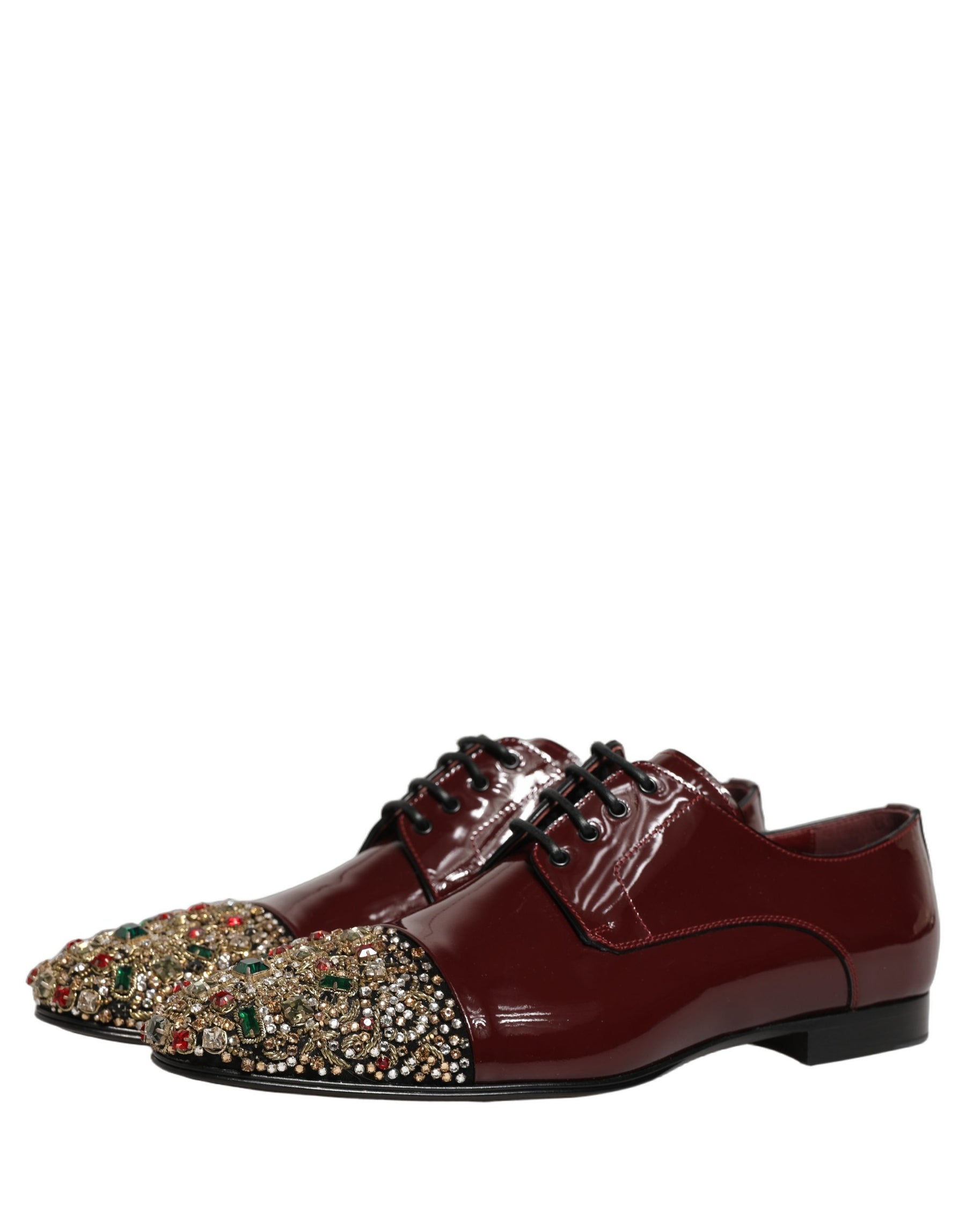 Dolce & Gabbana Maroon Embellished Derby Dress Formal Shoes | Regal Royce