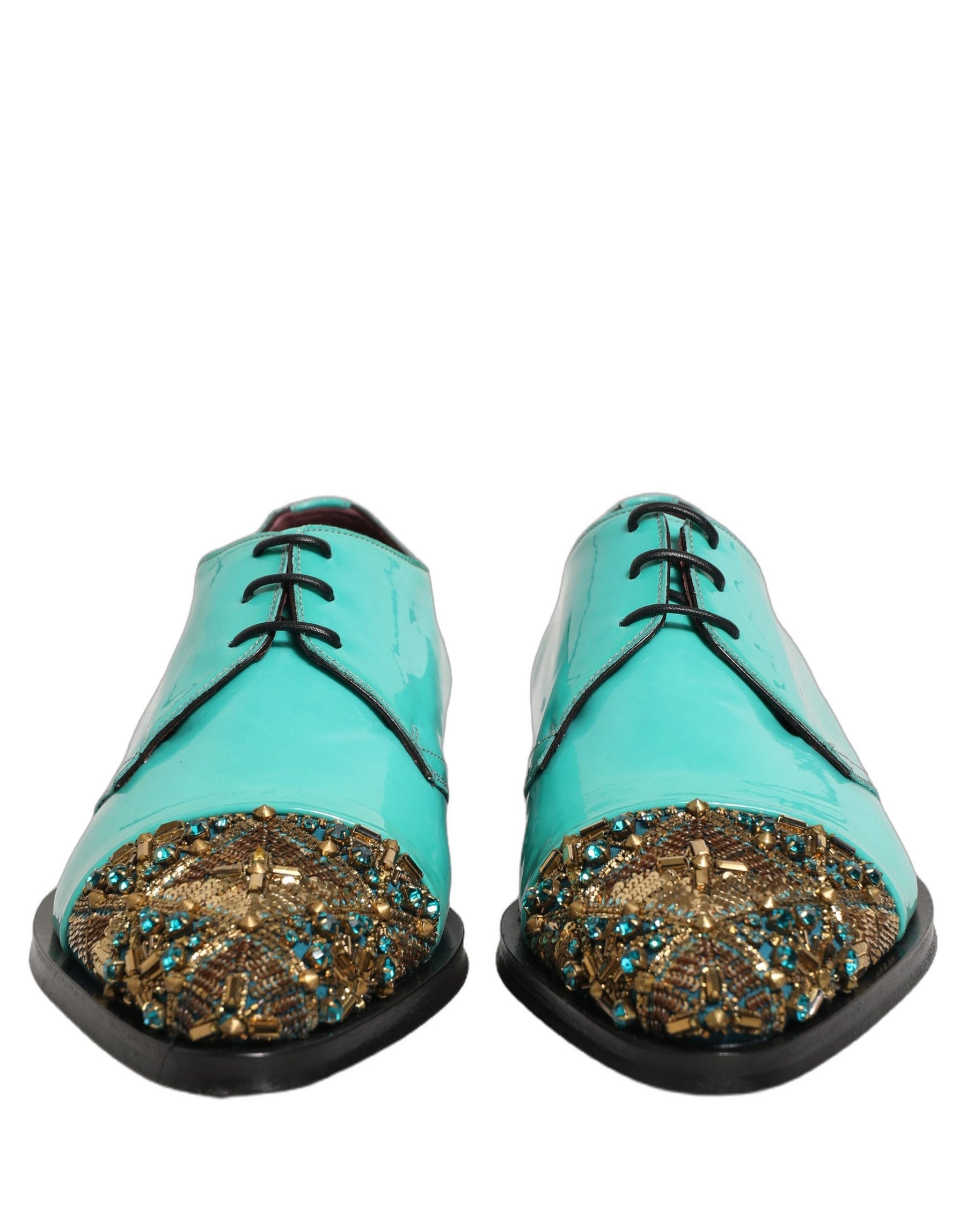 Dolce & Gabbana Aqua Blue Embellished Derby Dress Formal Shoes | Regal Royce