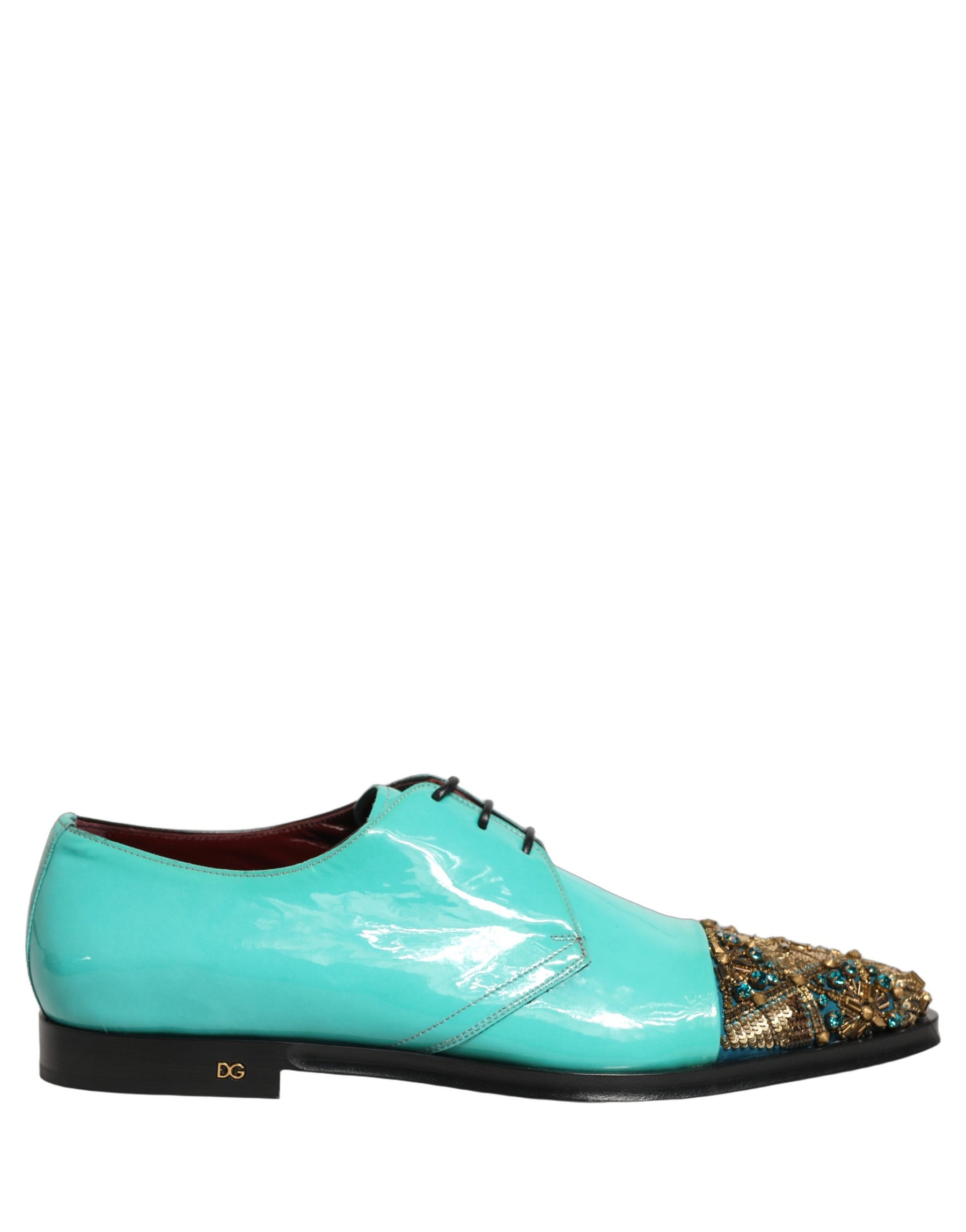 Dolce & Gabbana Aqua Blue Embellished Derby Dress Formal Shoes | Regal Royce