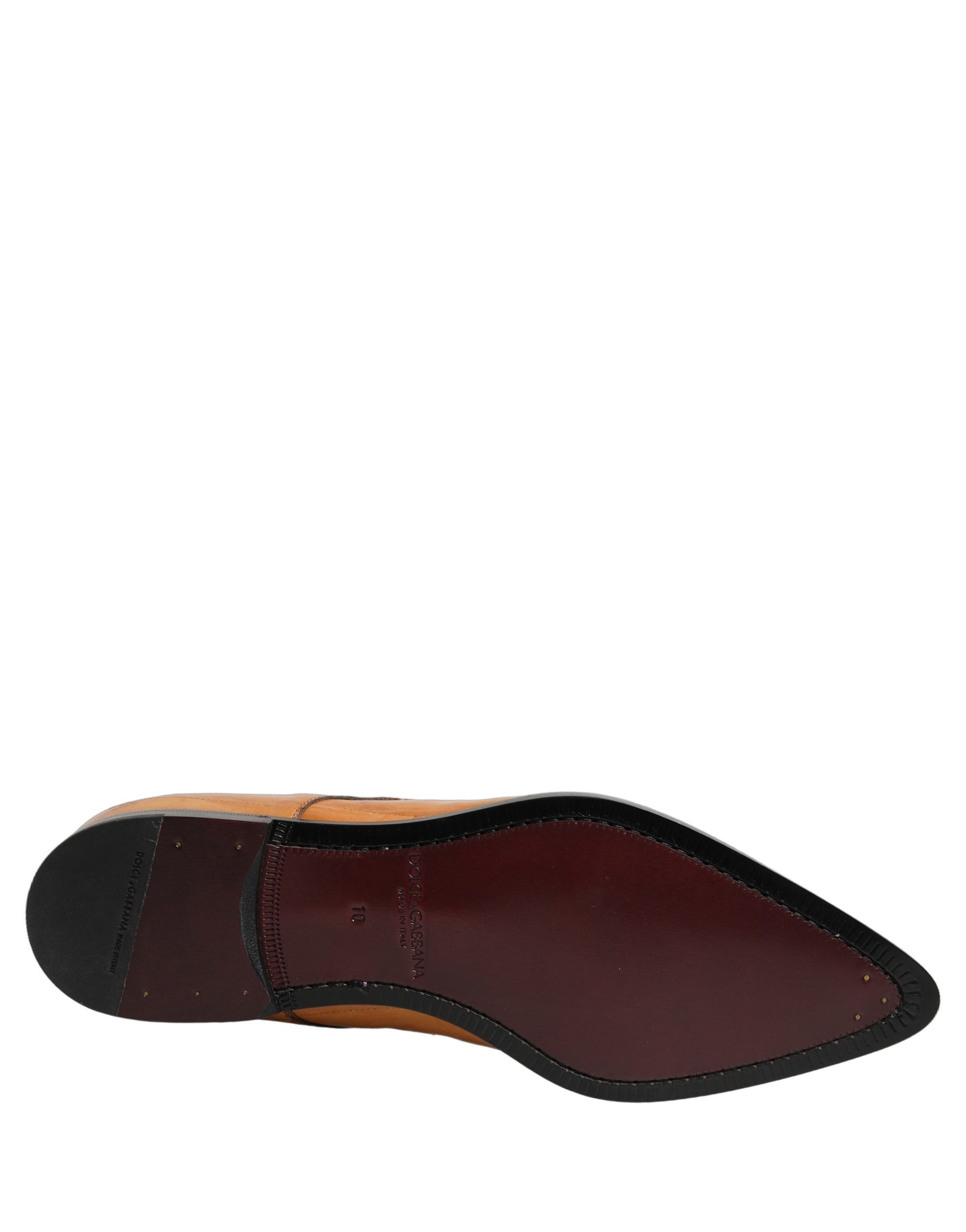 Dolce & Gabbana Brown Leather Lace Up Men Derby Dress Shoes | Regal Royce
