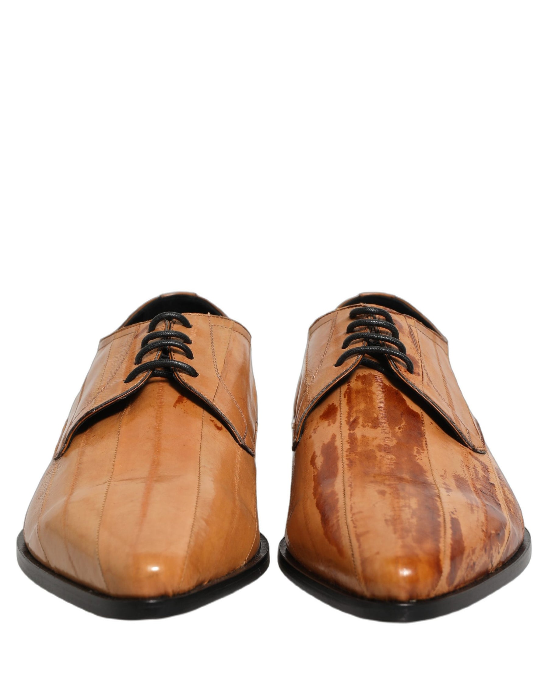 Dolce & Gabbana Brown Leather Lace Up Men Derby Dress Shoes | Regal Royce