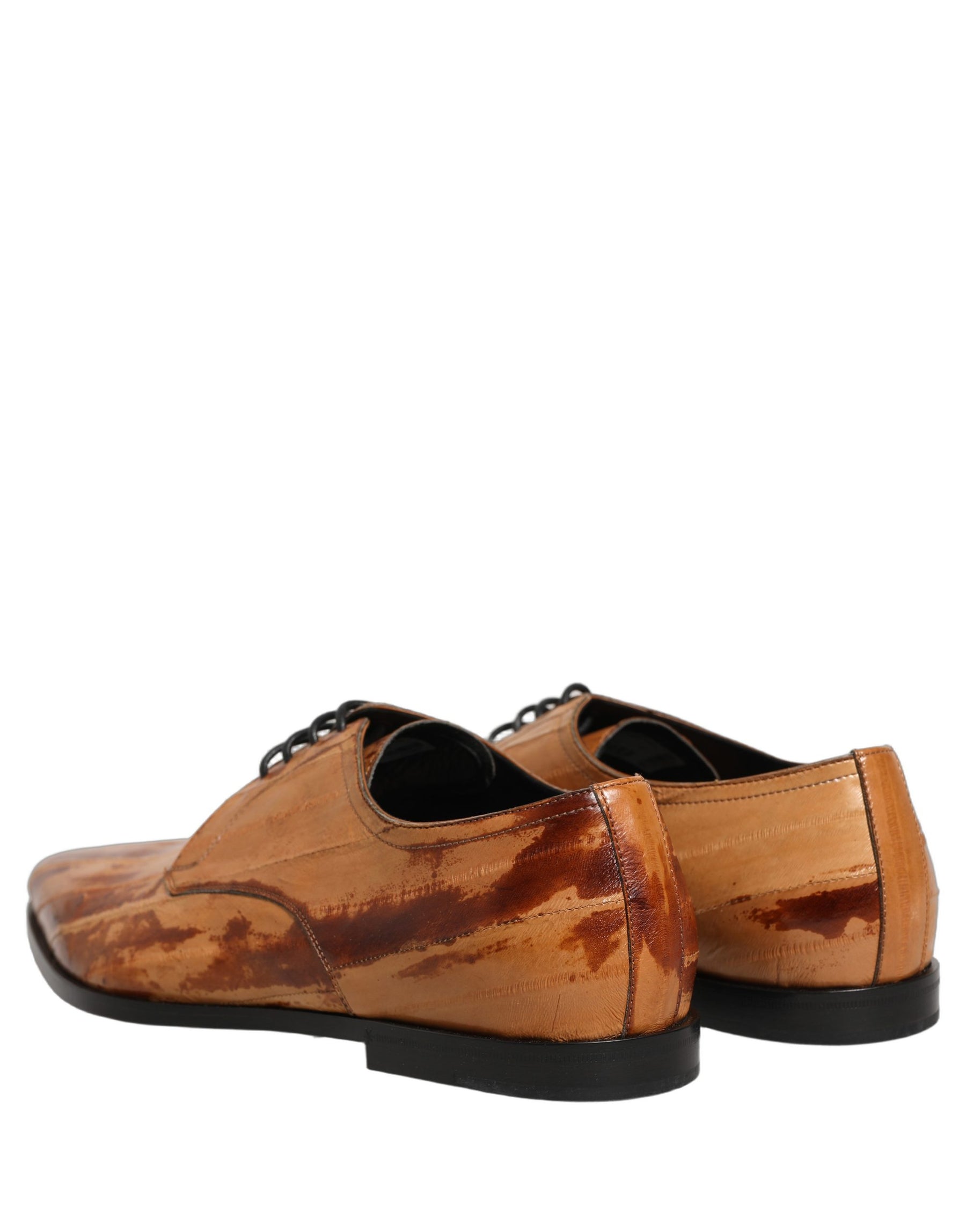 Dolce & Gabbana Brown Leather Lace Up Men Derby Dress Shoes | Regal Royce