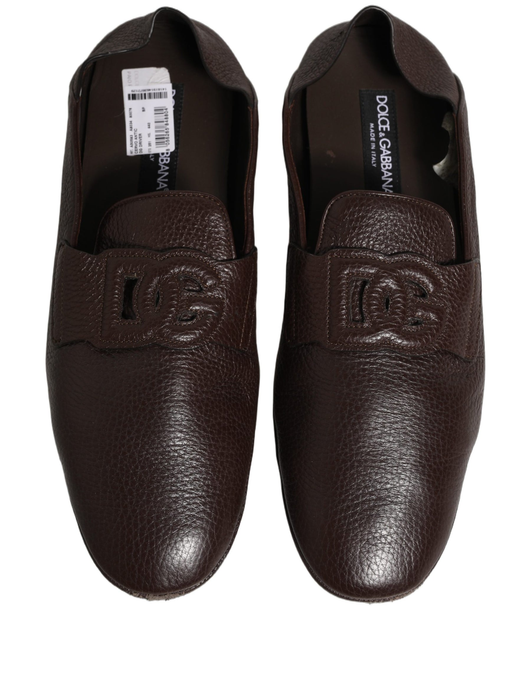 Dolce & Gabbana Brown Deerskin Leather Driver Loafers Shoes | Regal Royce