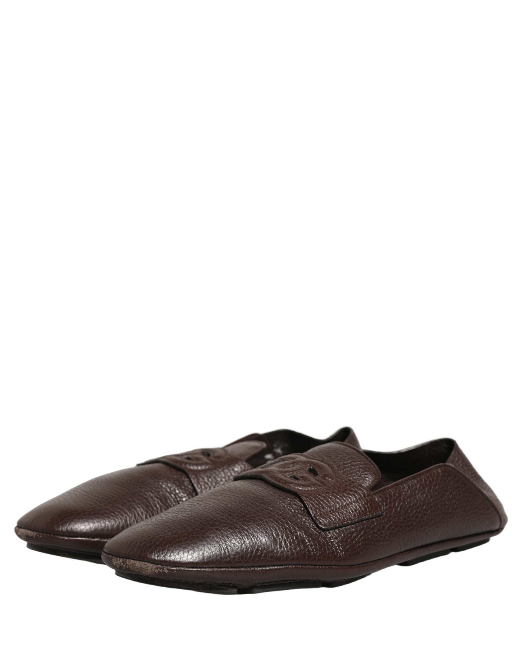 Dolce & Gabbana Brown Deerskin Leather Driver Loafers Shoes | Regal Royce