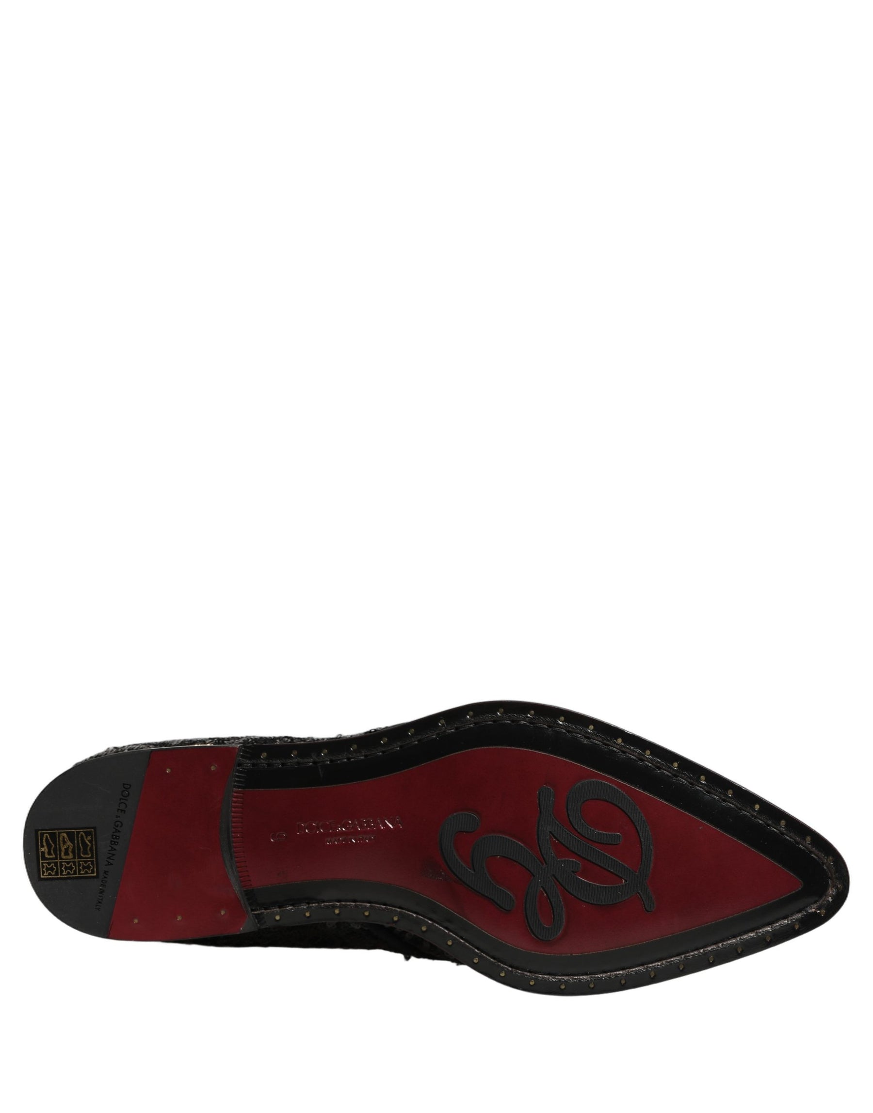 Dolce & Gabbana Black Sequin Embellished Men Derby Dress Shoes | Regal Royce