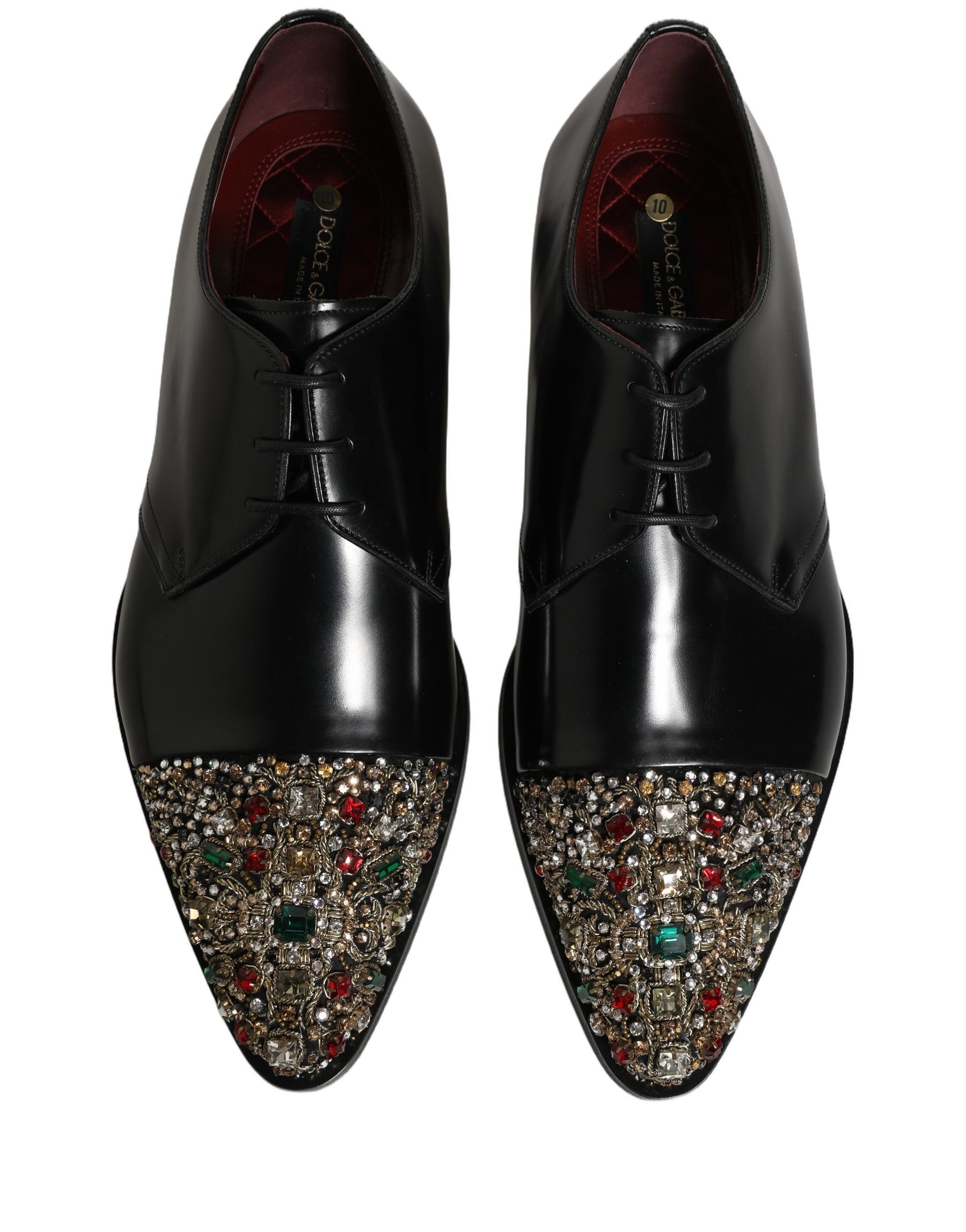 Dolce & Gabbana Black Embellished Derby Dress Formal Shoes | Regal Royce