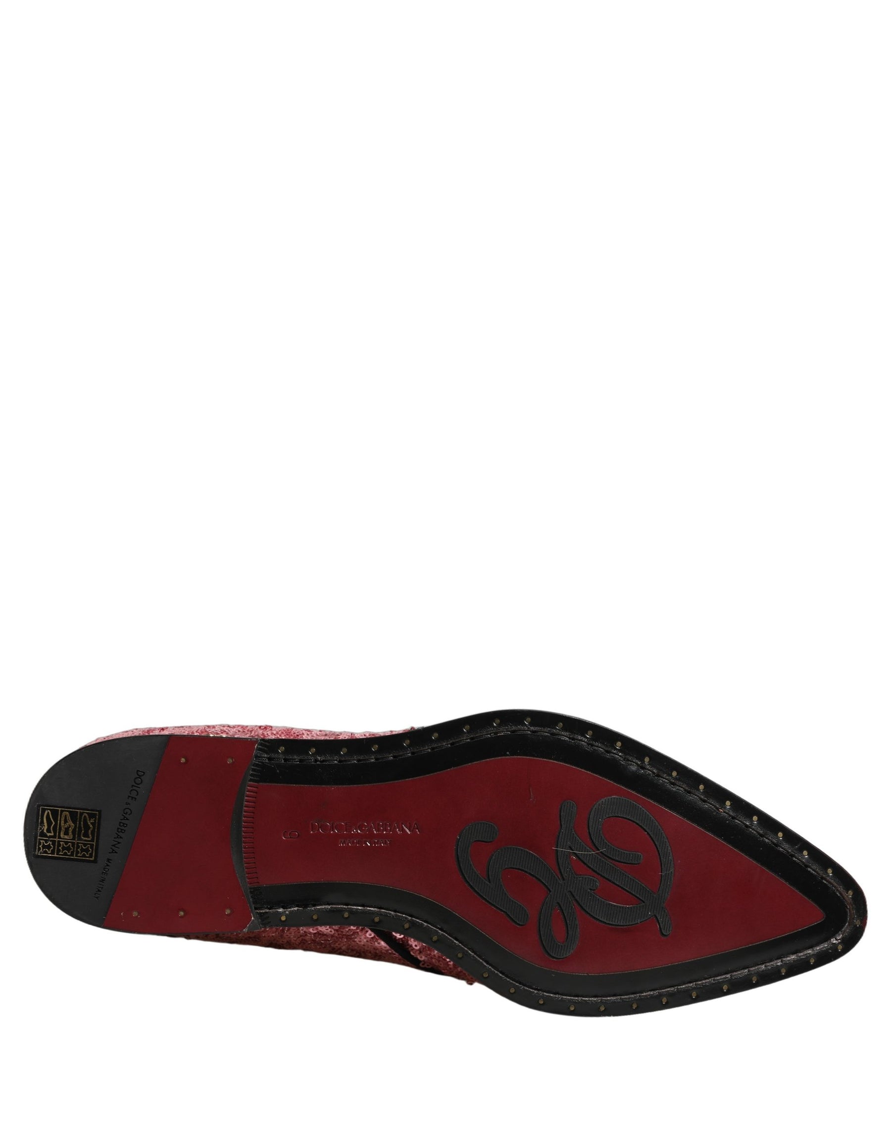 Dolce & Gabbana Pink Sequin Embellished Men Derby Dress Shoes | Regal Royce