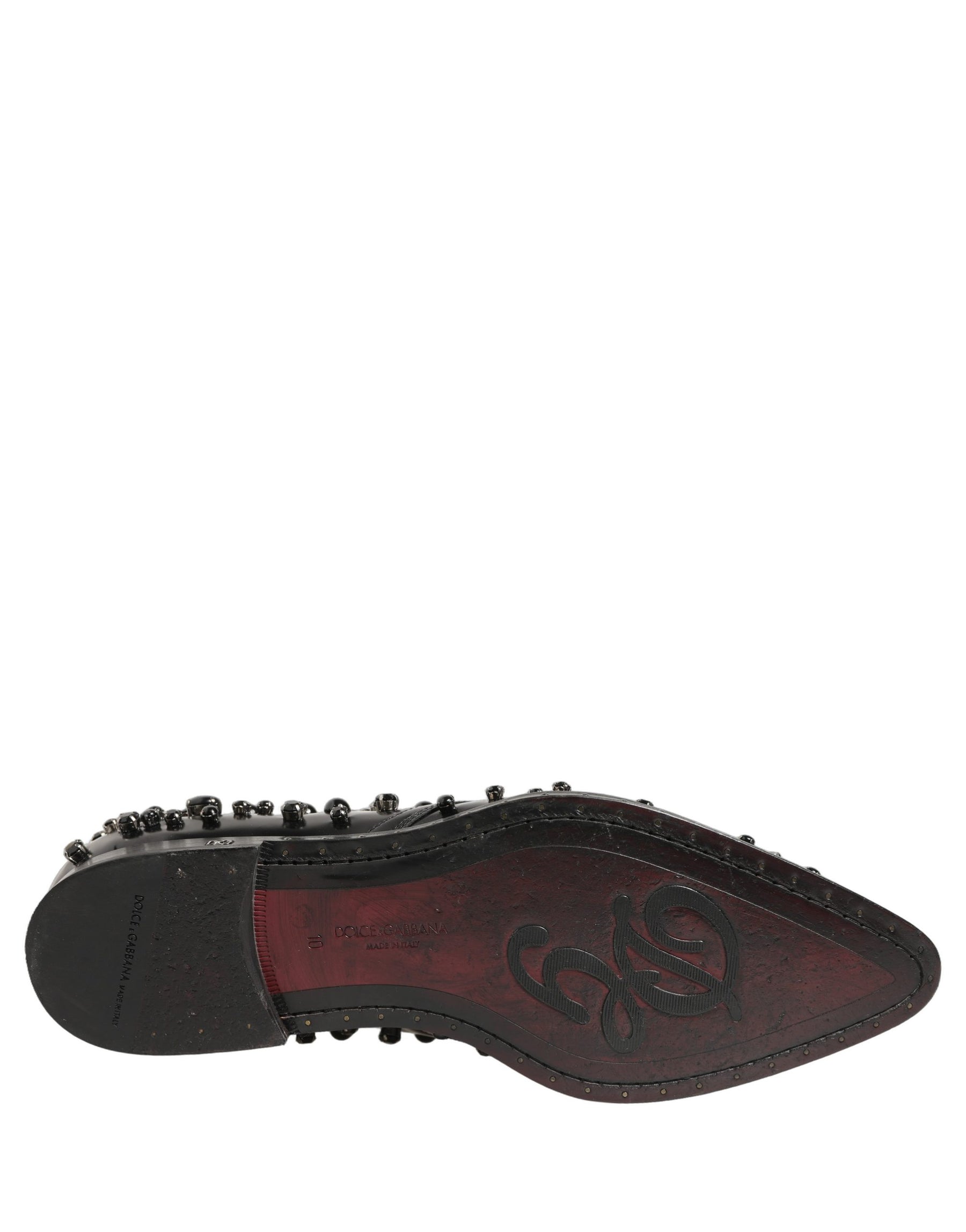 Dolce & Gabbana Black Leather Studded Men Formal Derby Shoes | Regal Royce